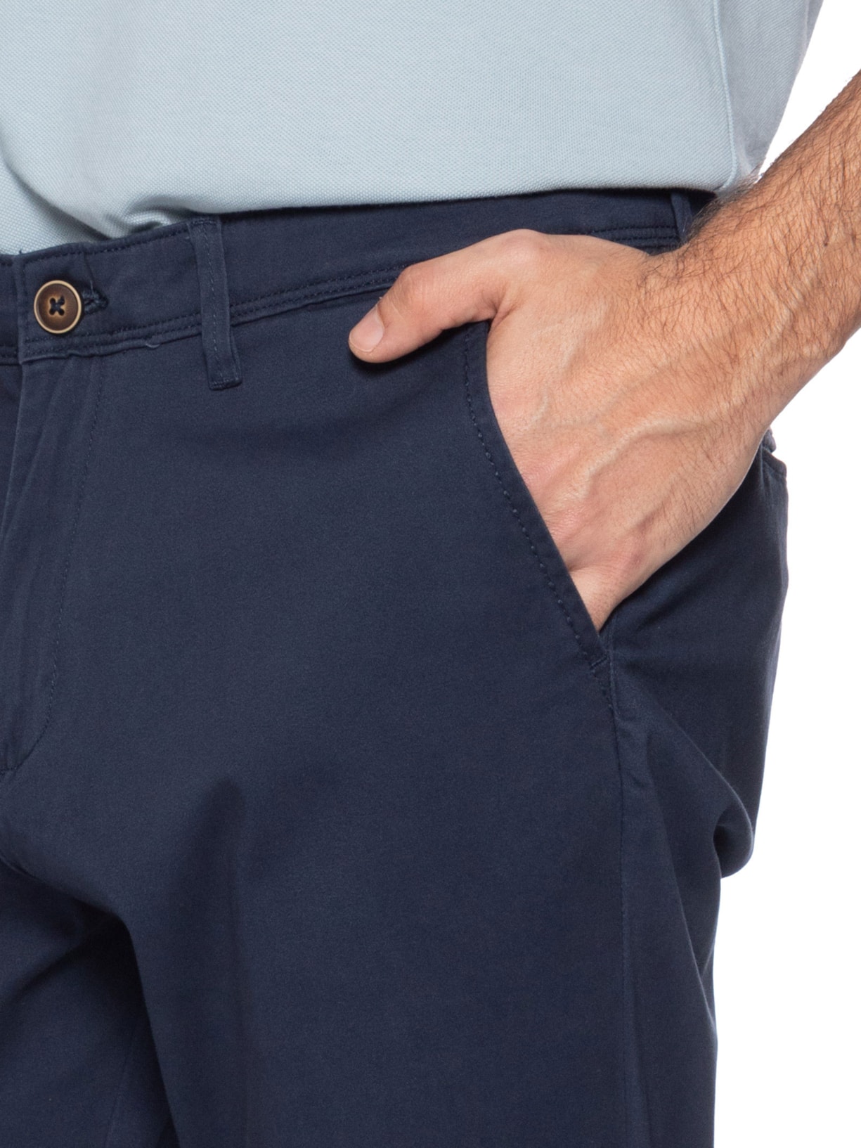 Calça Masculina Chino Slim Fit Em Algodão Azul Jack & Jones