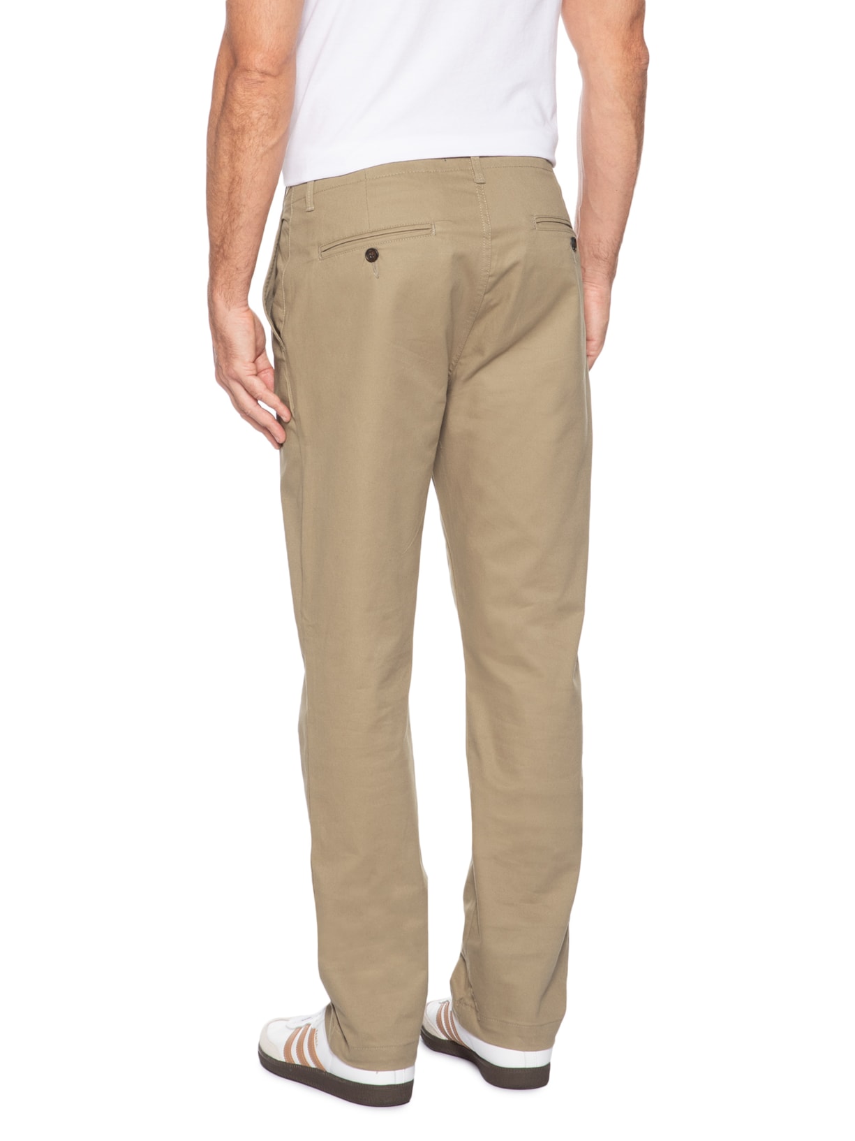 Calça Masculina Chino Slim Fit Em Sarja Bege Sergio K