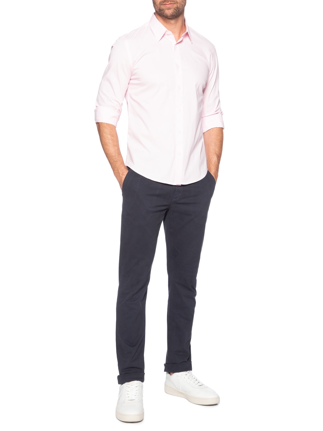 Calça Masculina Chino Slim Fit Sarja Azul Sergio K