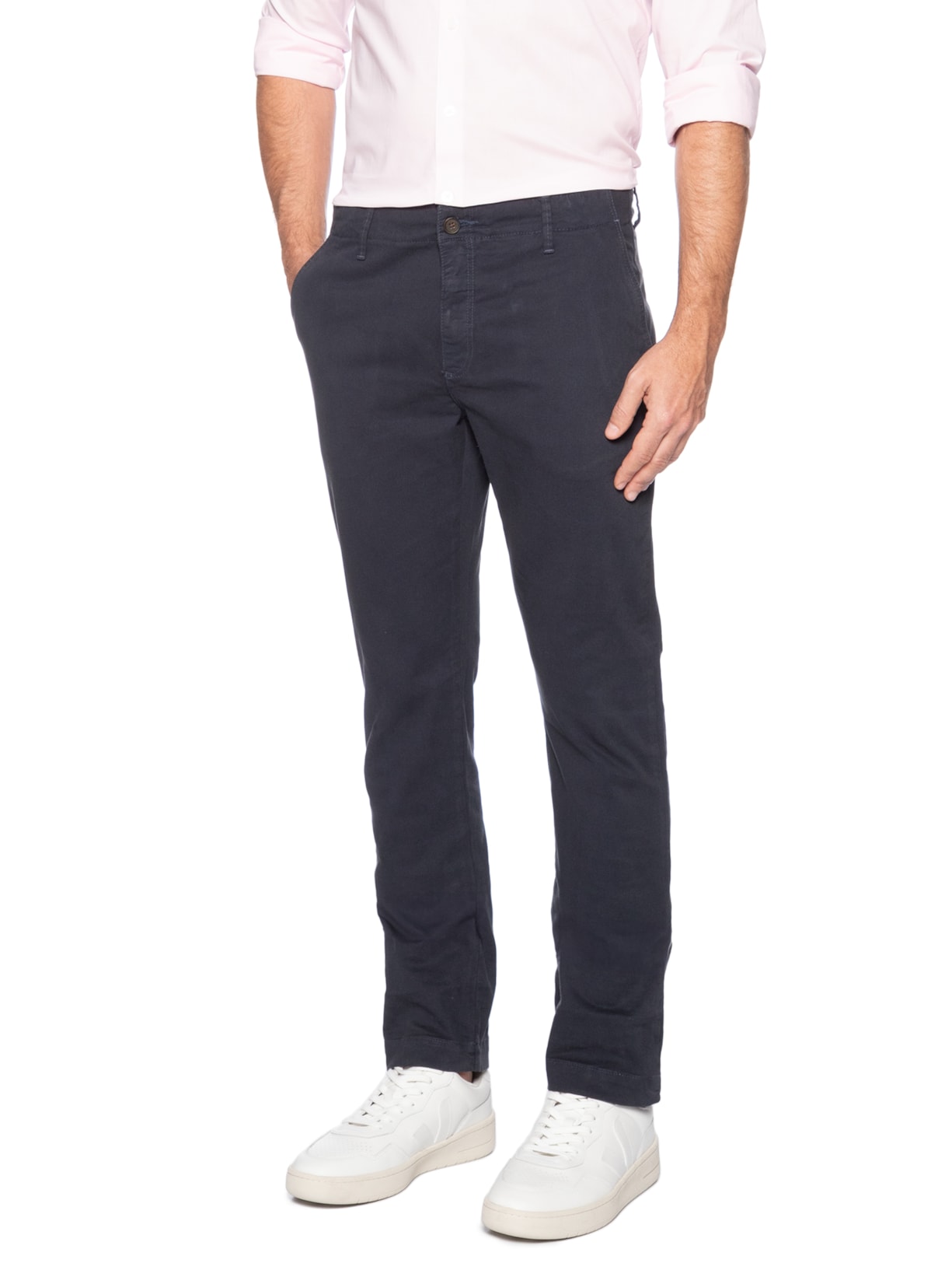 Calça Masculina Chino Slim Fit Sarja Azul Sergio K