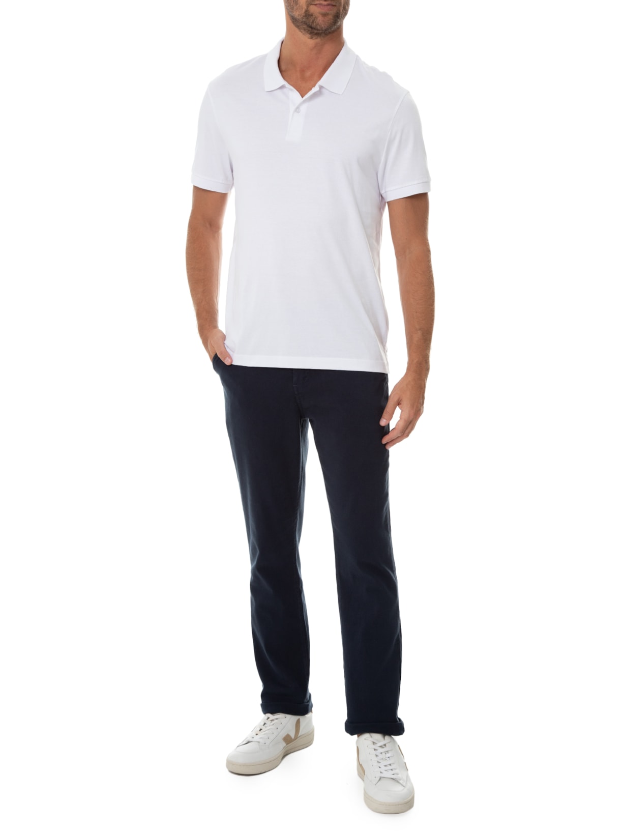 Calça Masculina Chino Slim Tinturada Básica Azul Aramis