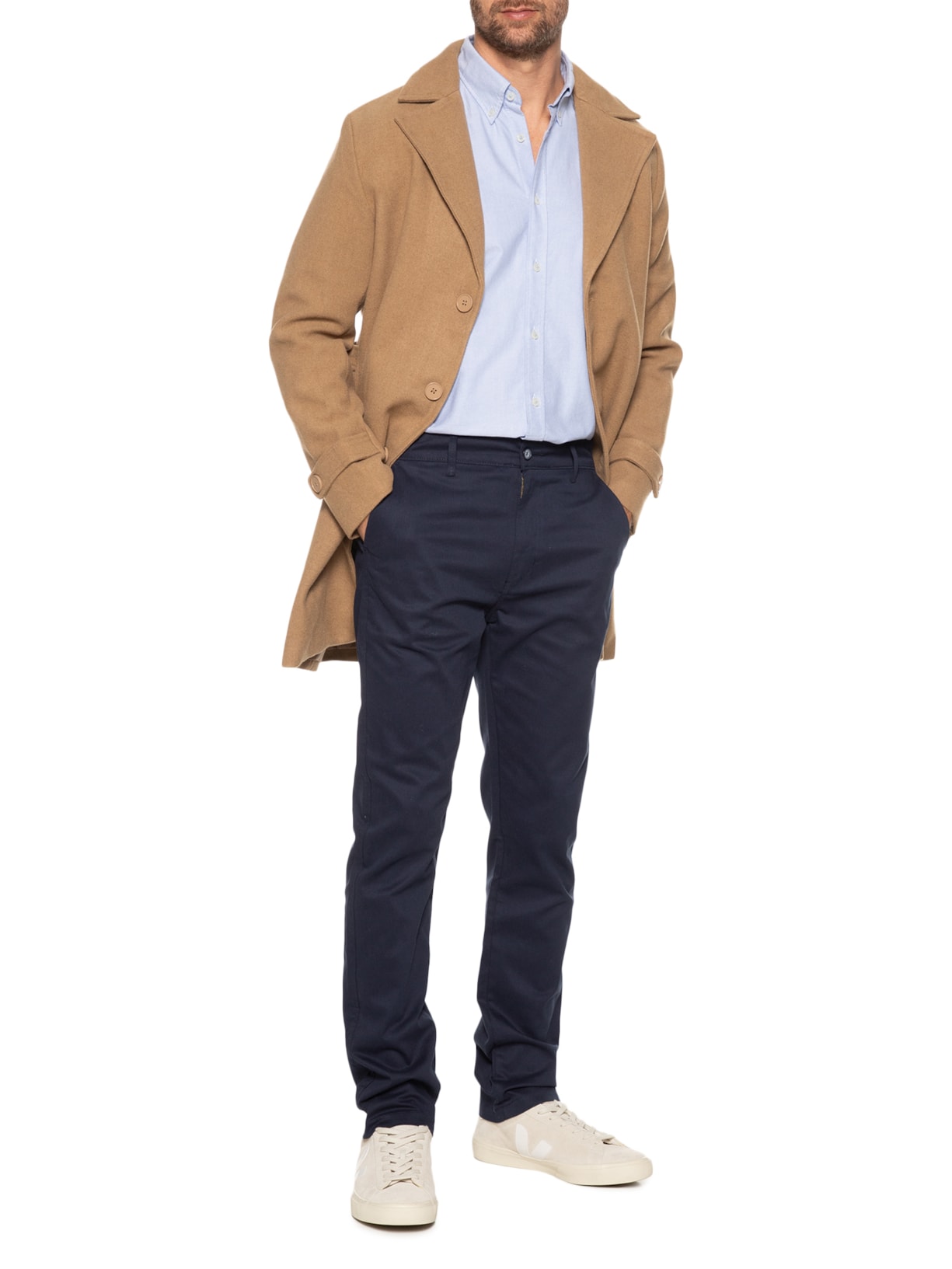 Calça Masculina Clássica Chino Reta Azul '2 Essential