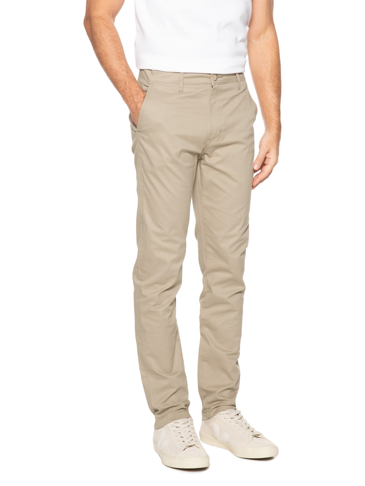 Calça Masculina Clássica Chino Reta Bege '2 Essential