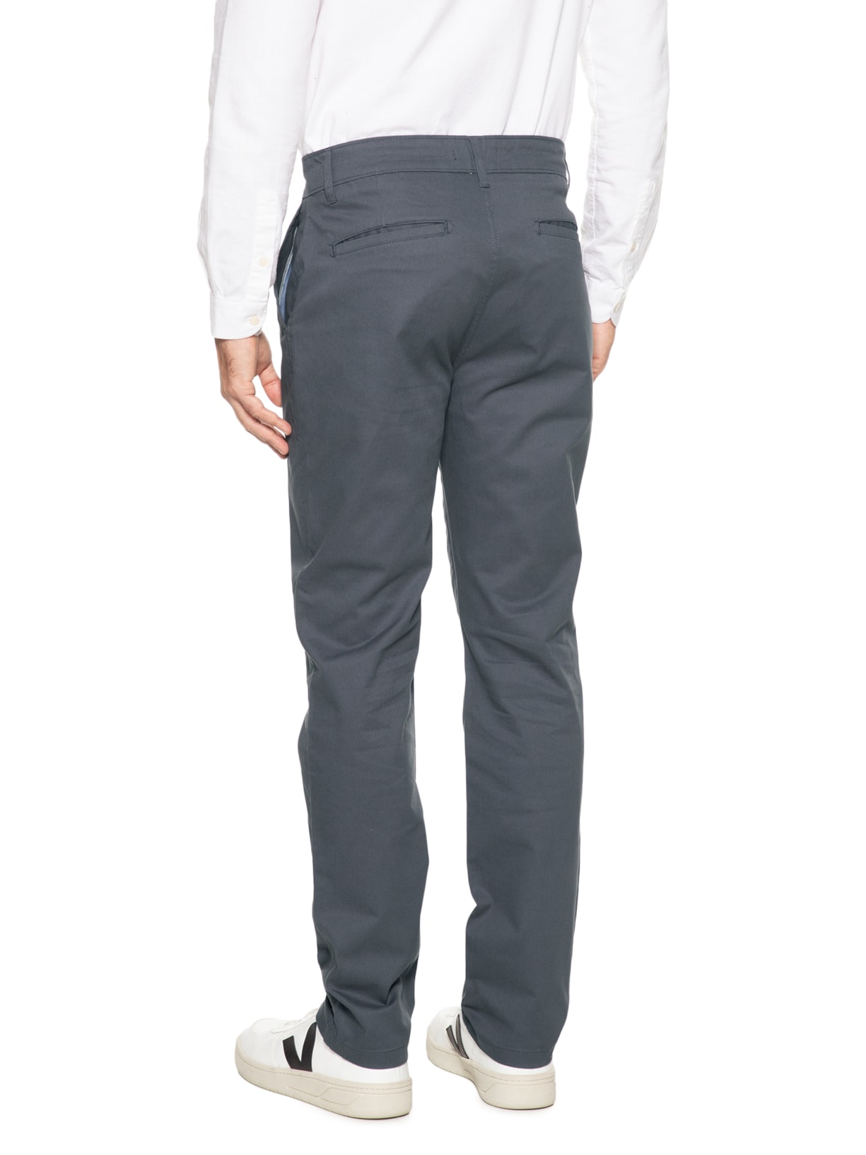 Calça Masculina Clássica Chino Reta Cinza '2 Essential
