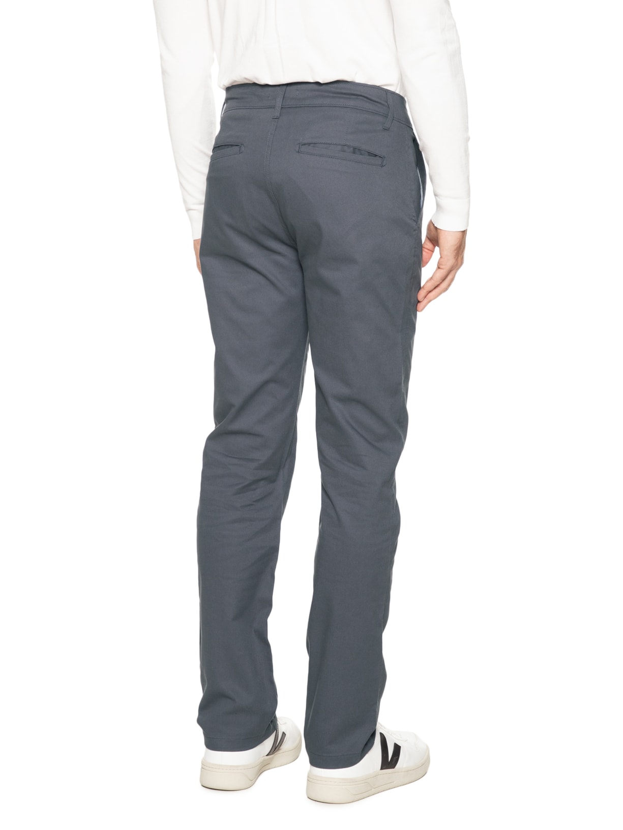 Calça Masculina Clássica Chino Slim Cinza '2 Essential