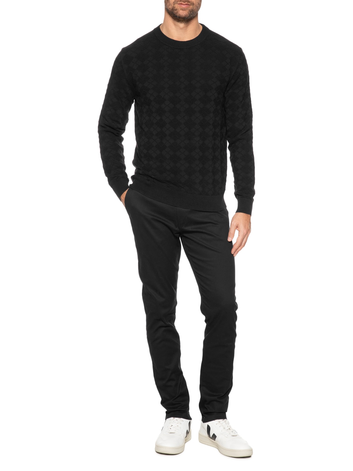 Calça Masculina Clássica Chino Slim Preto '2 Essential