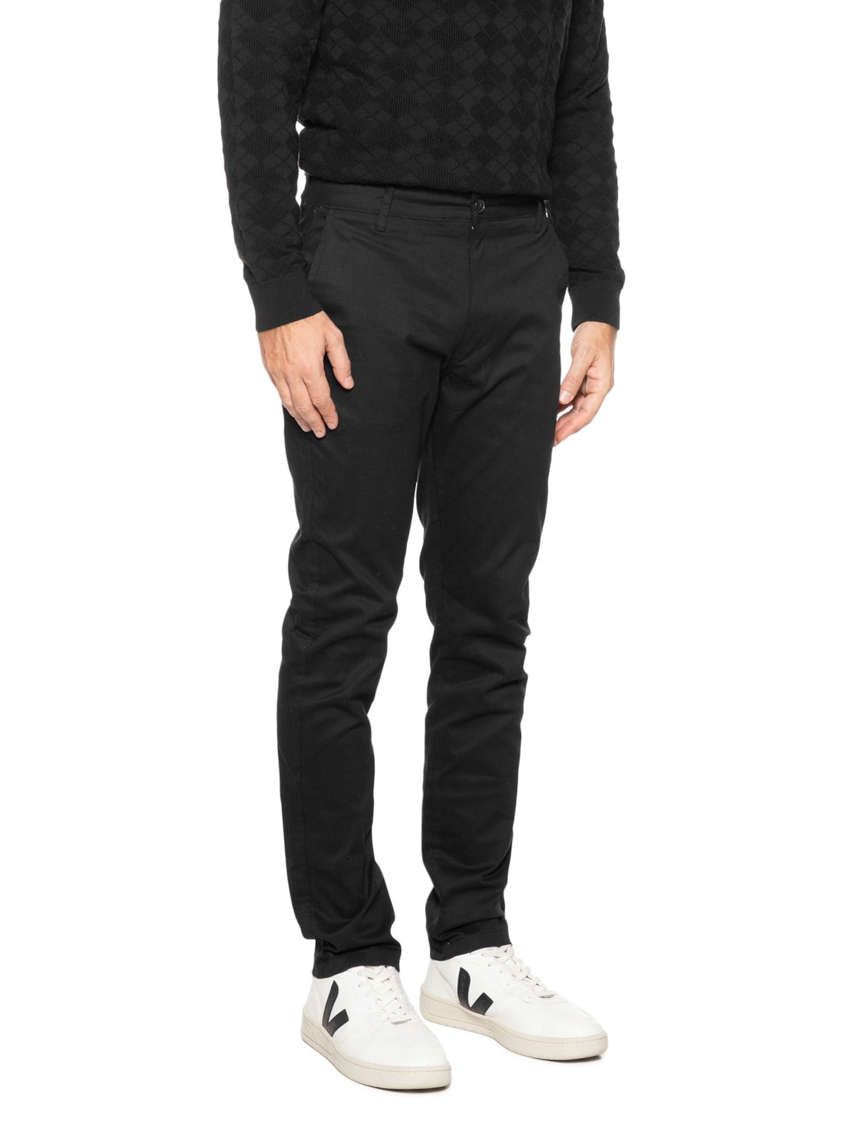 Calça Masculina Clássica Chino Slim Preto '2 Essential