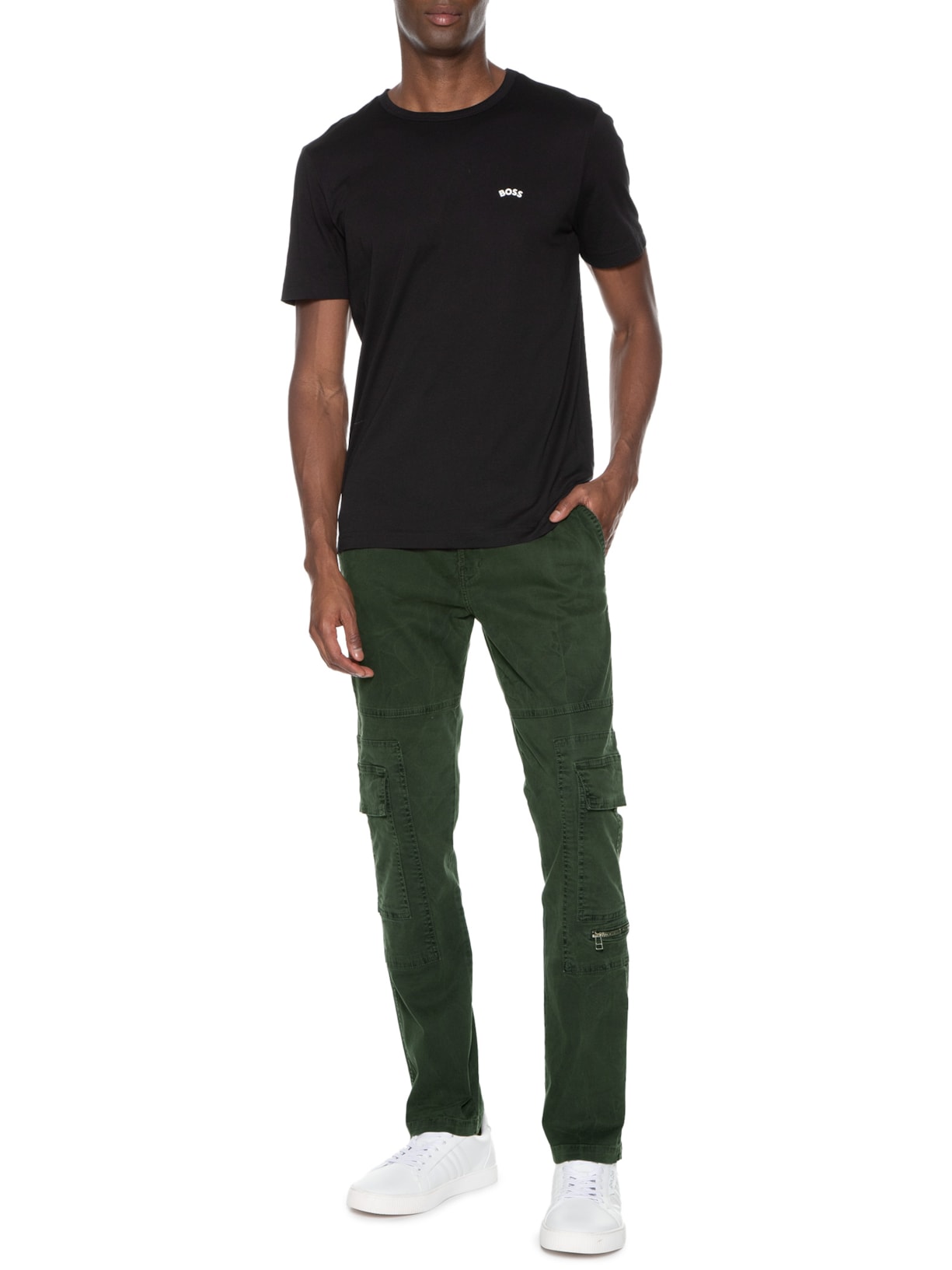Calça Masculina Color Twill Power Comfort Slim Cargo Z Verde Ellus