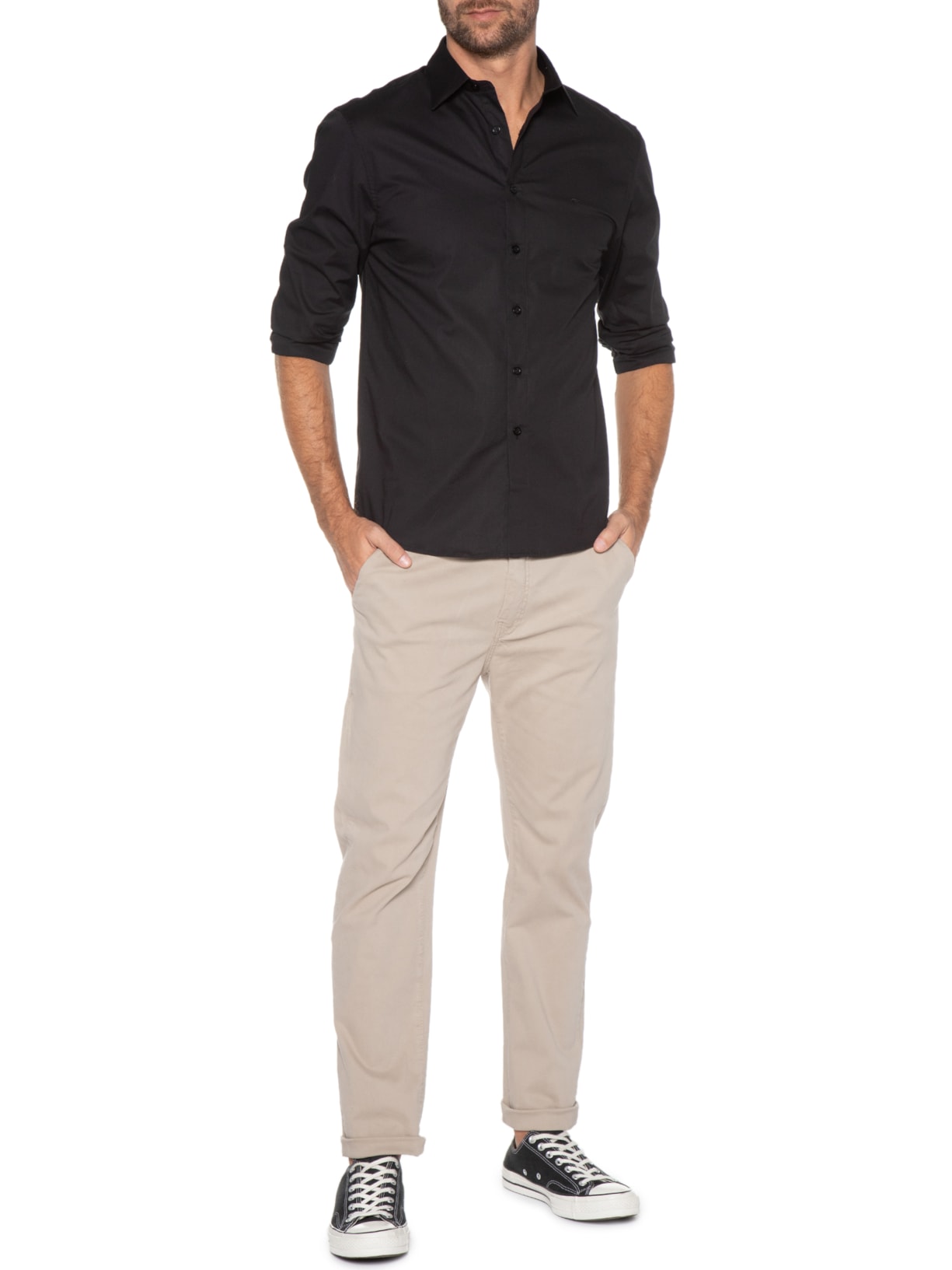 Calça Masculina Color Twill Power Slim B. Faca Bege Ellus