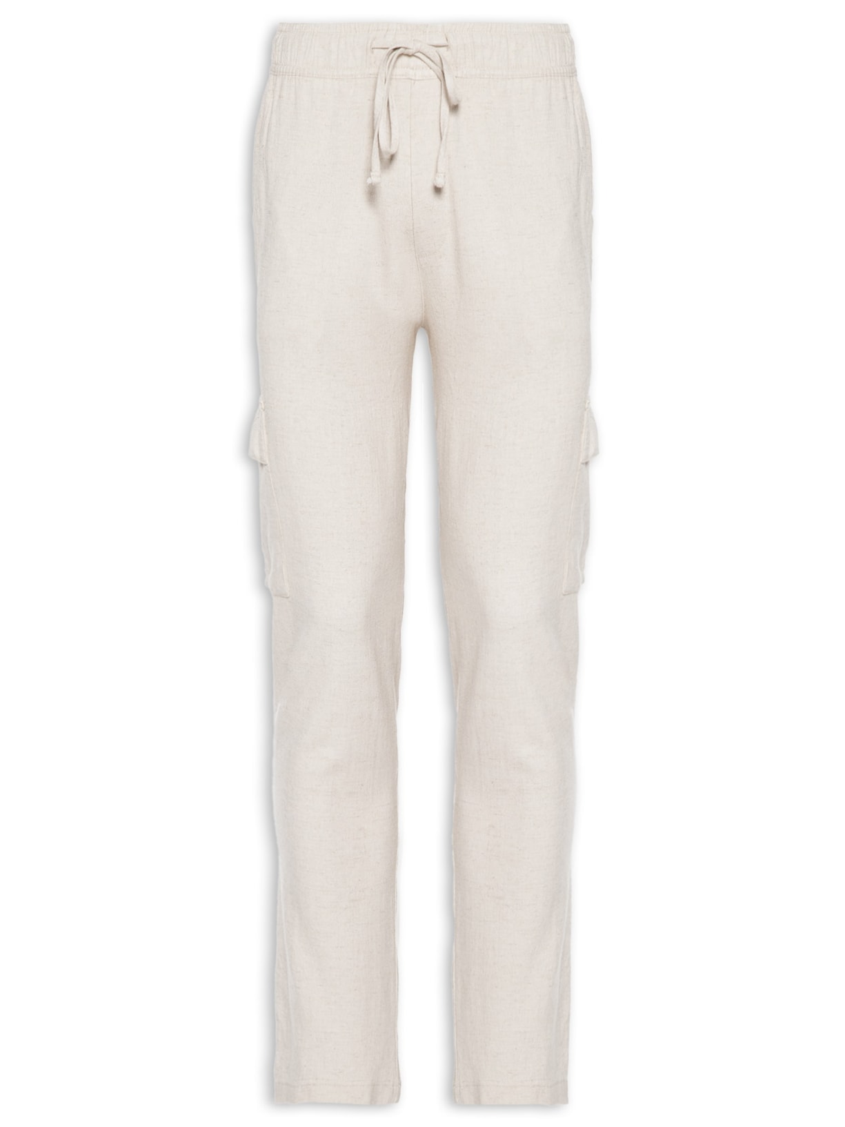 Calça Masculina Com Bolso Cargo Linho - Bege
