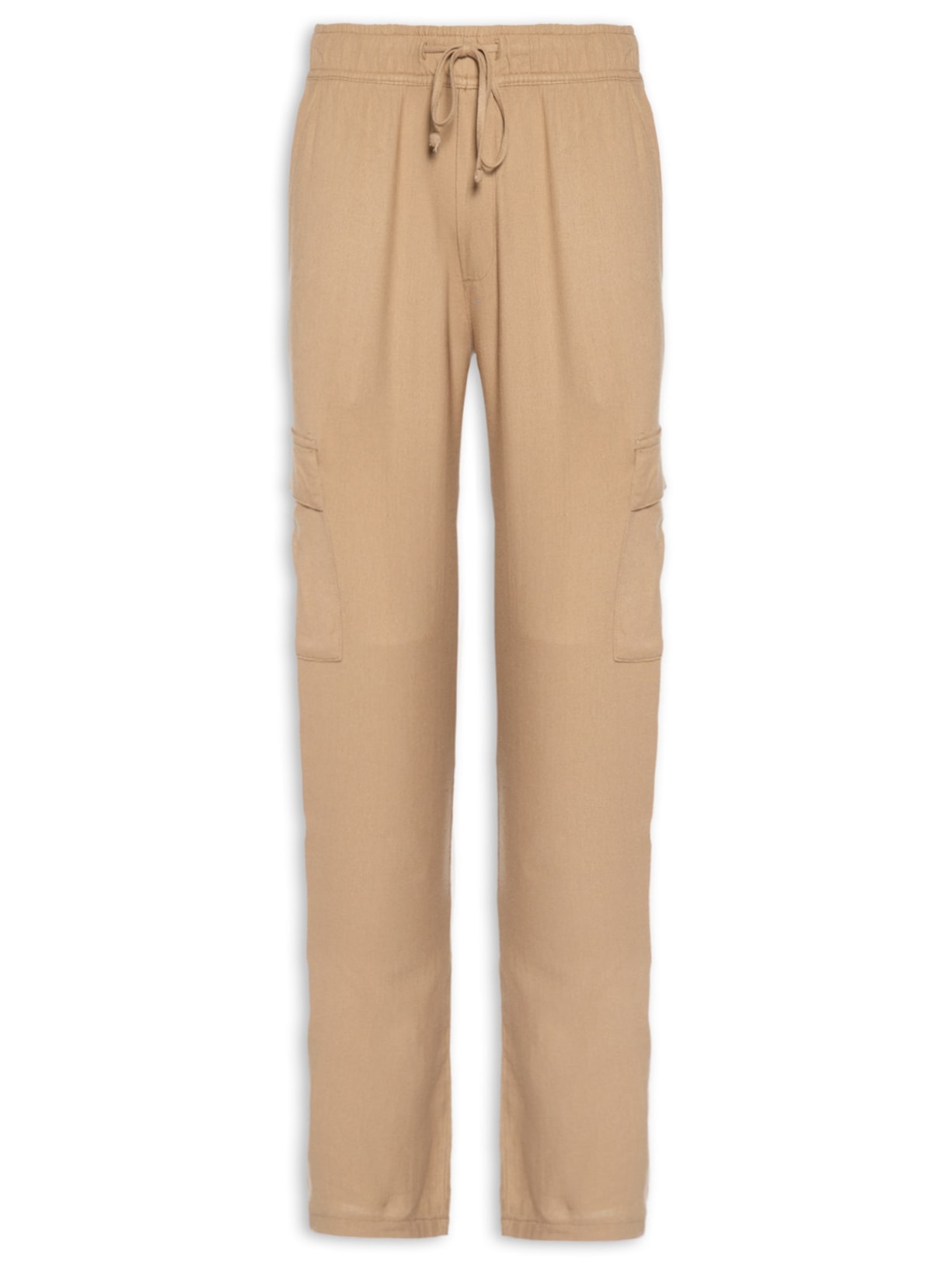 Calça Masculina Com Bolso Cargo Linho - Marrom