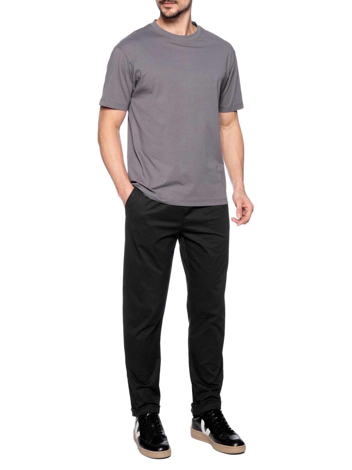 Calça Masculina Com Elástico Na Cintura Preto Basiq Men