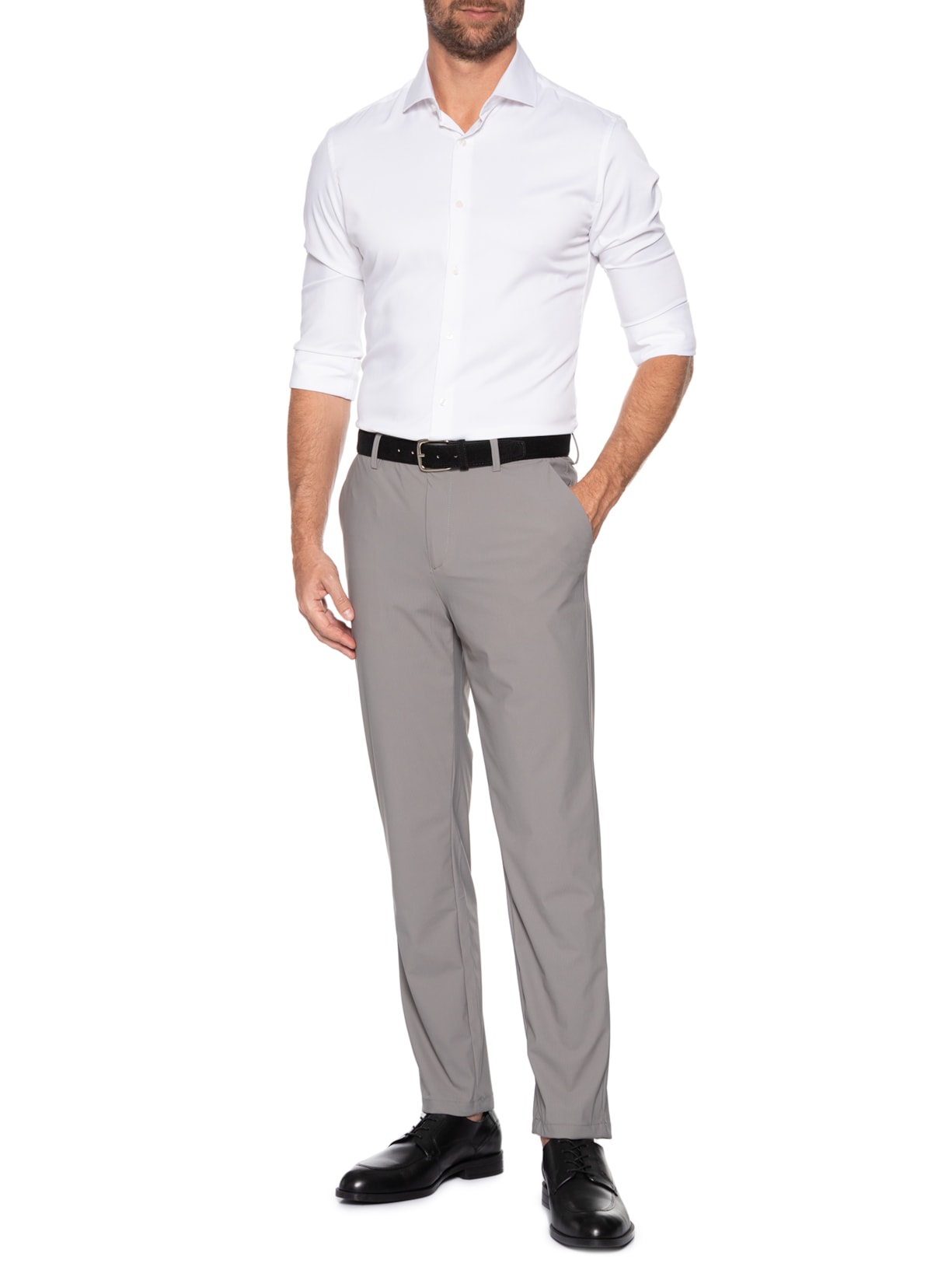 Calça Masculina Corte Alfaiataria Casual Slim Cinza '2 Essential