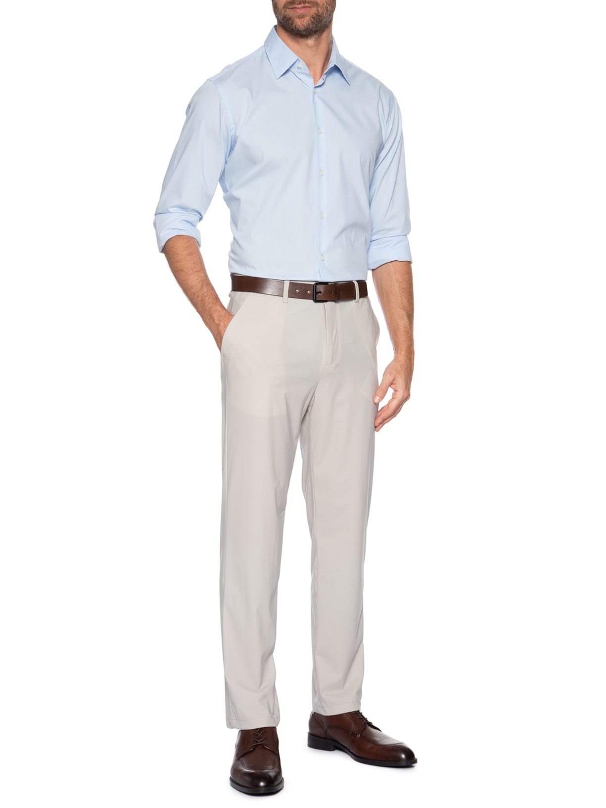 Calça Masculina Corte Alfaiataria Casual Slim Cinza '2 Essential