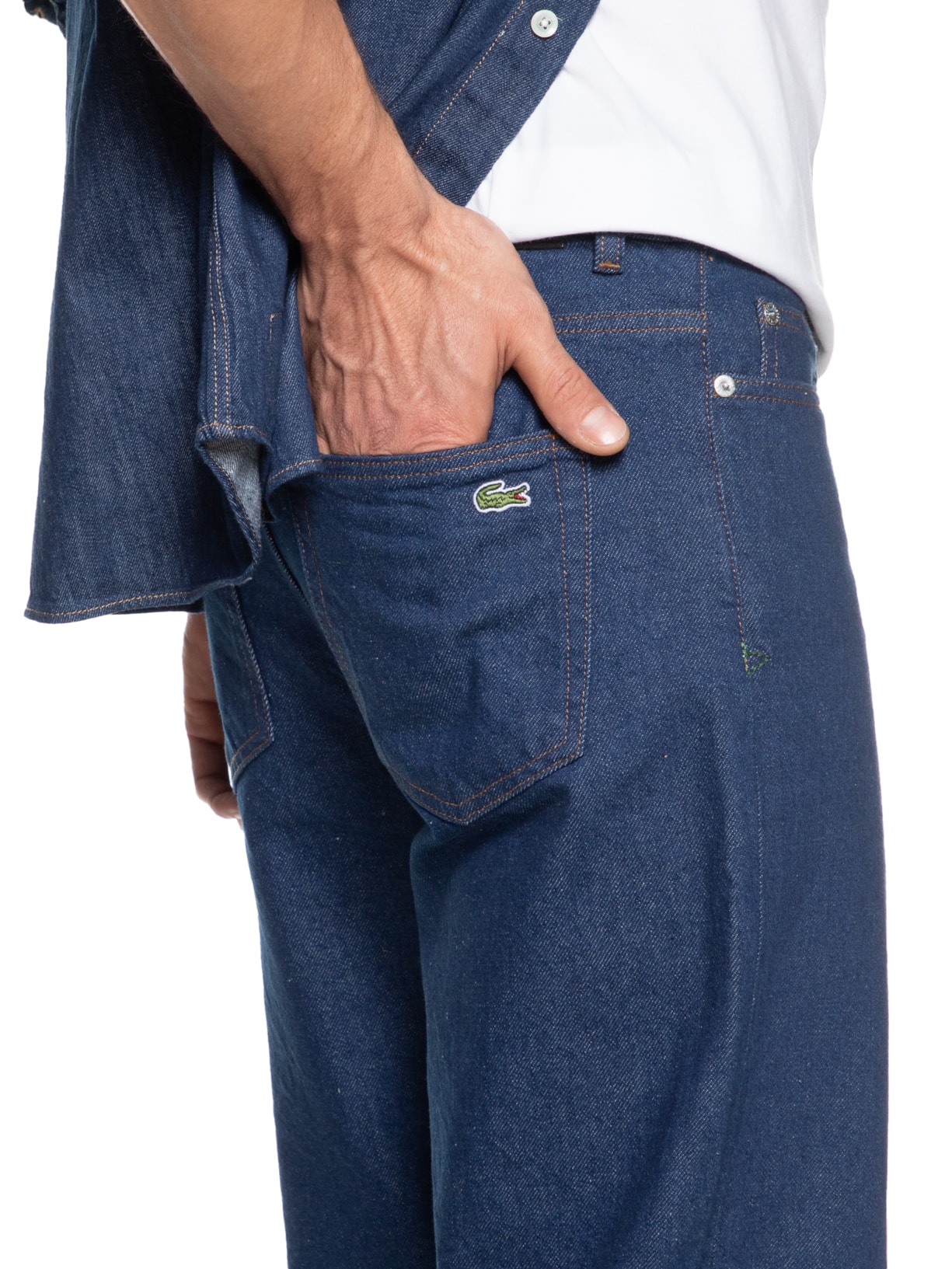 Calça Masculina Corte Reto Jeans 5 Pockets Azul  Lacoste