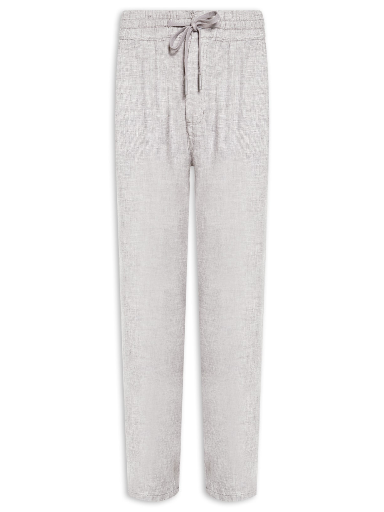 Calça Masculina Cós Elástico Em Linho - Cinza