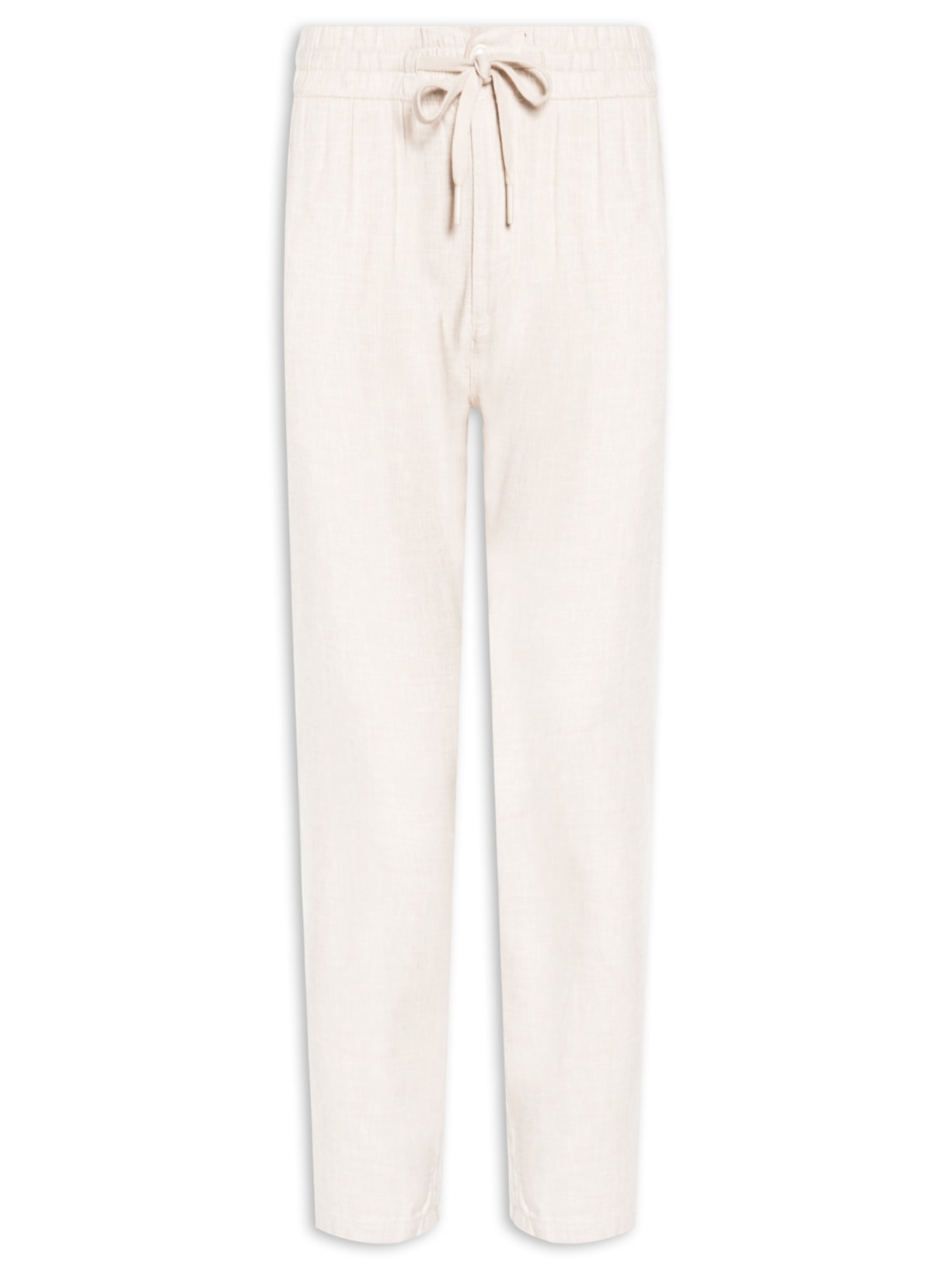 Calça Masculina Cós Elástico Em Linho - Off White