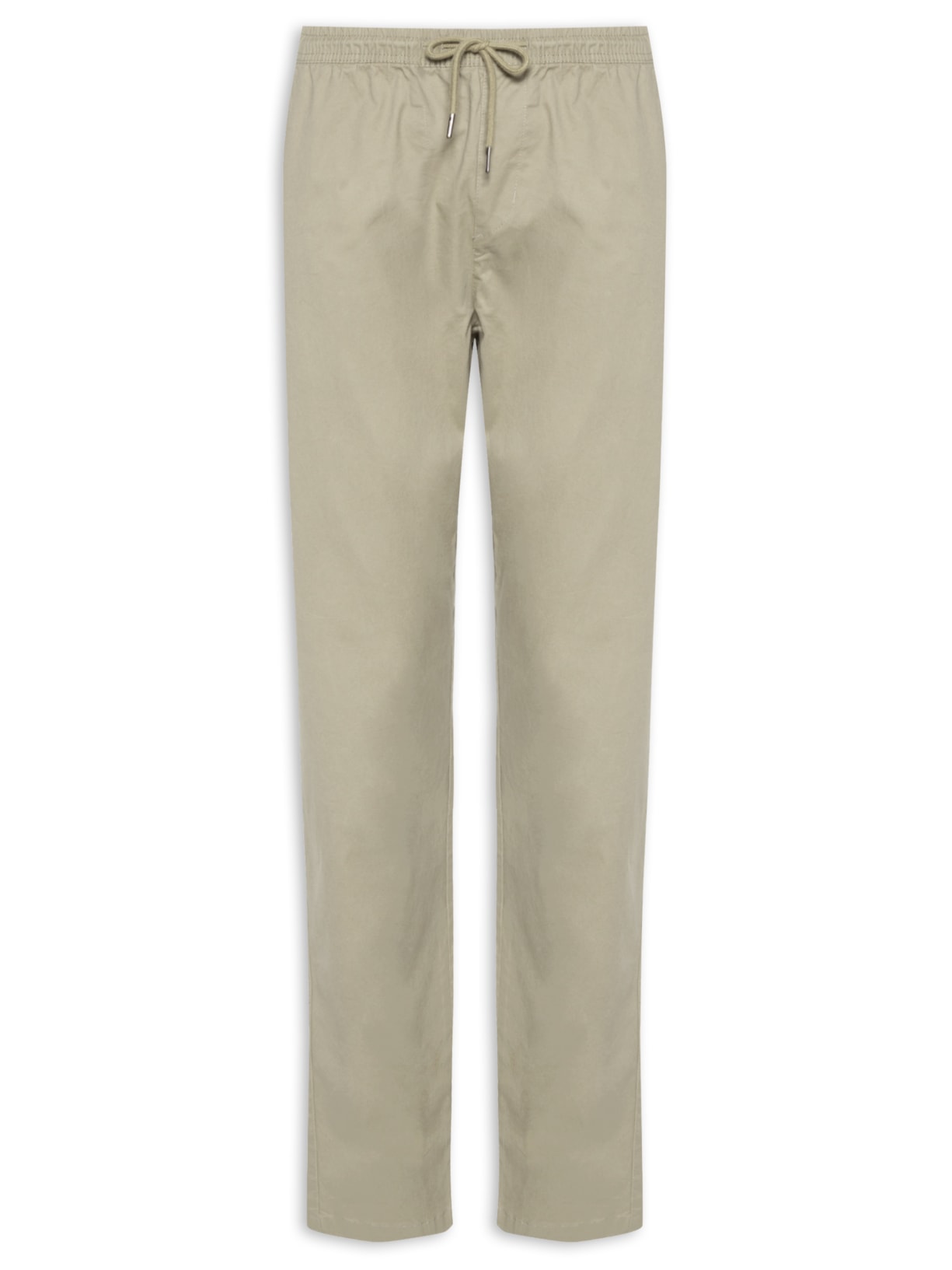 Calça Masculina Cós Elástico Em Sarja - Marrom