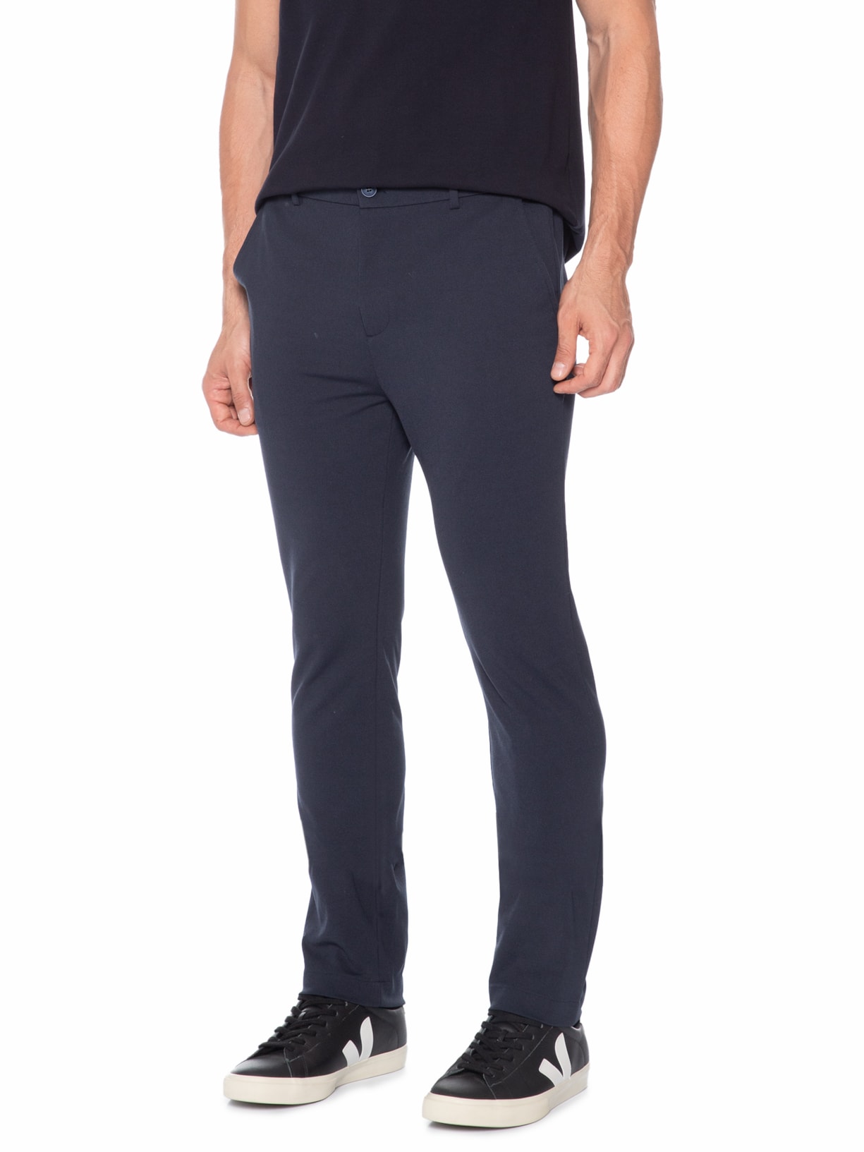 Calça Masculina De Alfaiataria Em Malha Azul Aramis