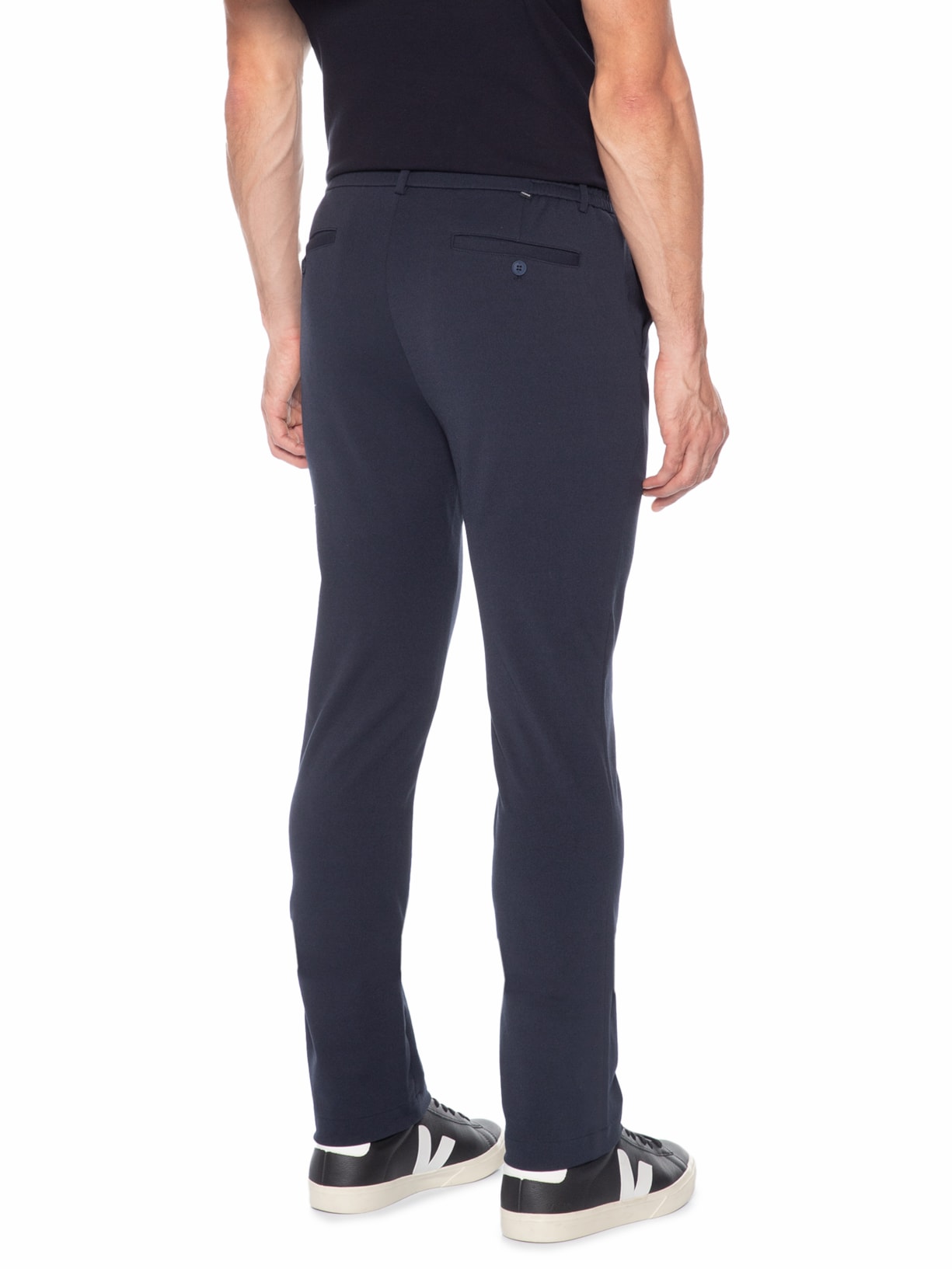 Calça Masculina De Alfaiataria Em Malha Azul Aramis