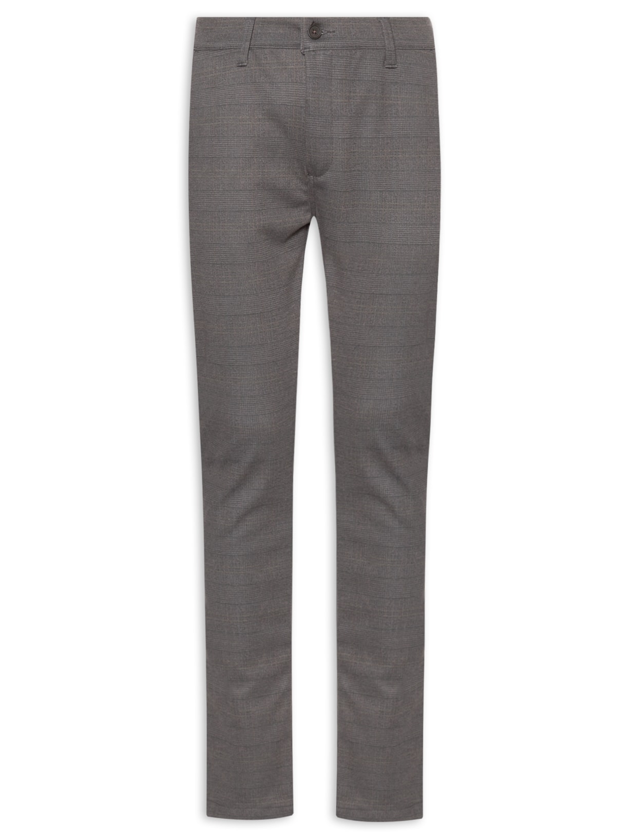 Calça Masculina de Alfaiataria Reta Power Quadros - Cinza