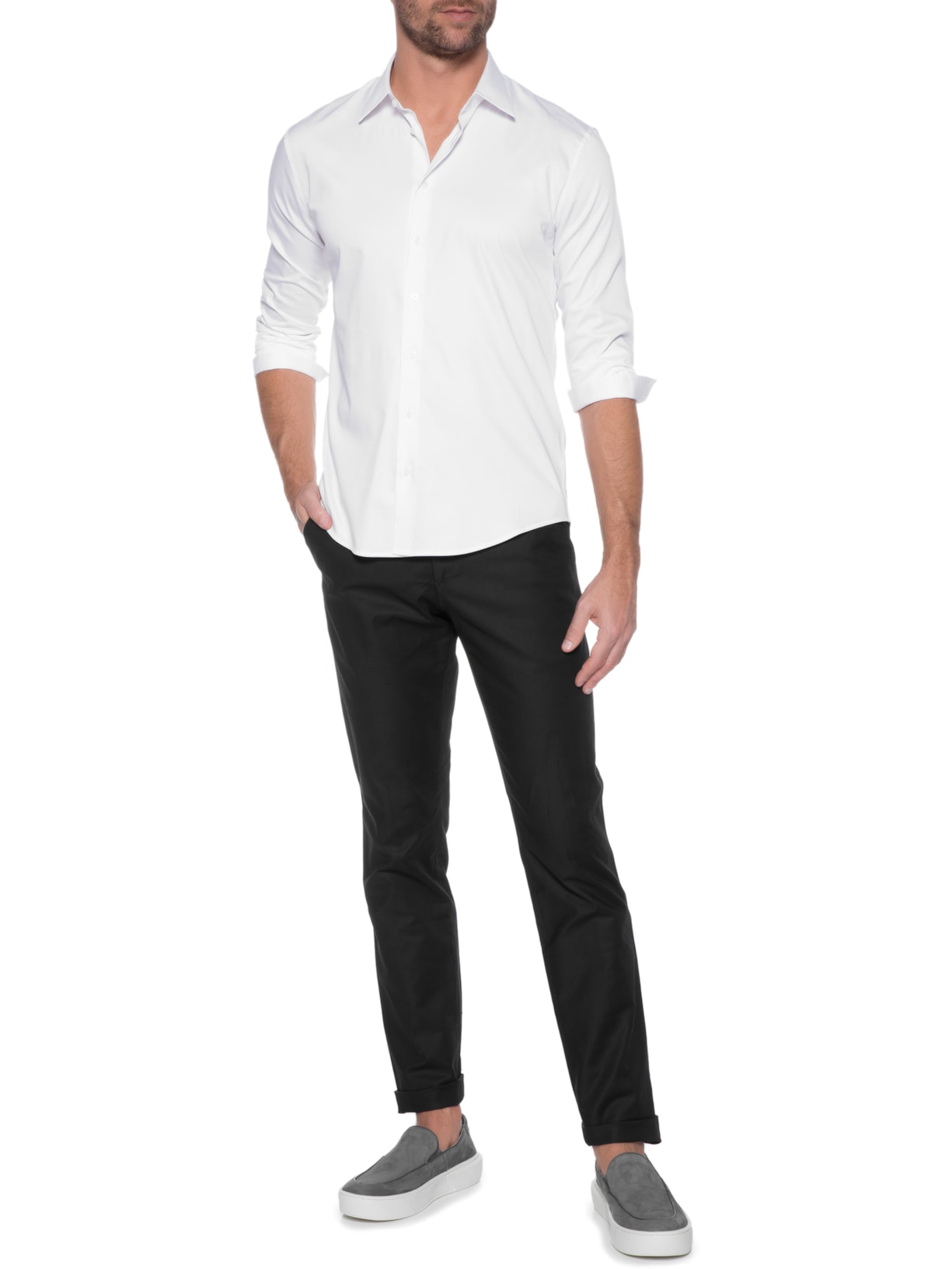 Calça Masculina de Alfaiataria Slim Fit Leve Lisa Preto Ricardo Almeida
