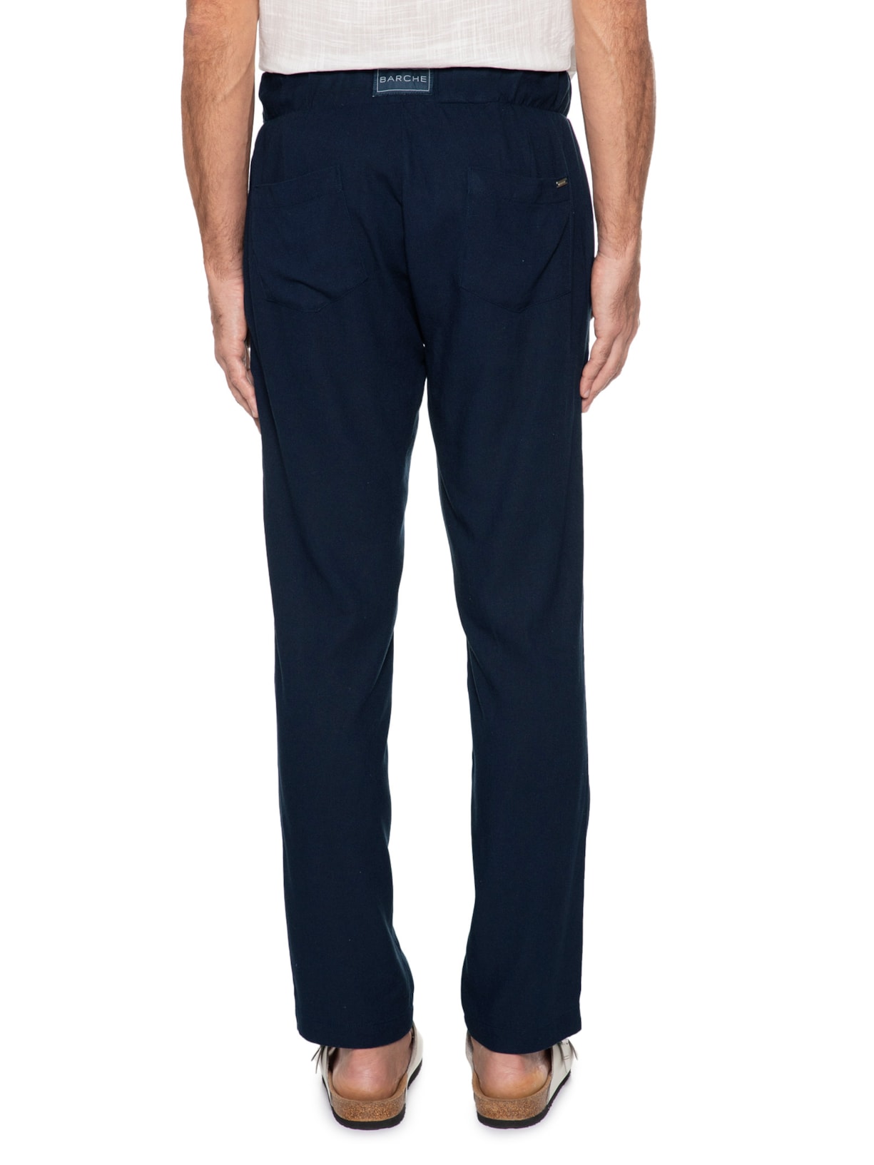 Calça Masculina De Linho Azul Barche