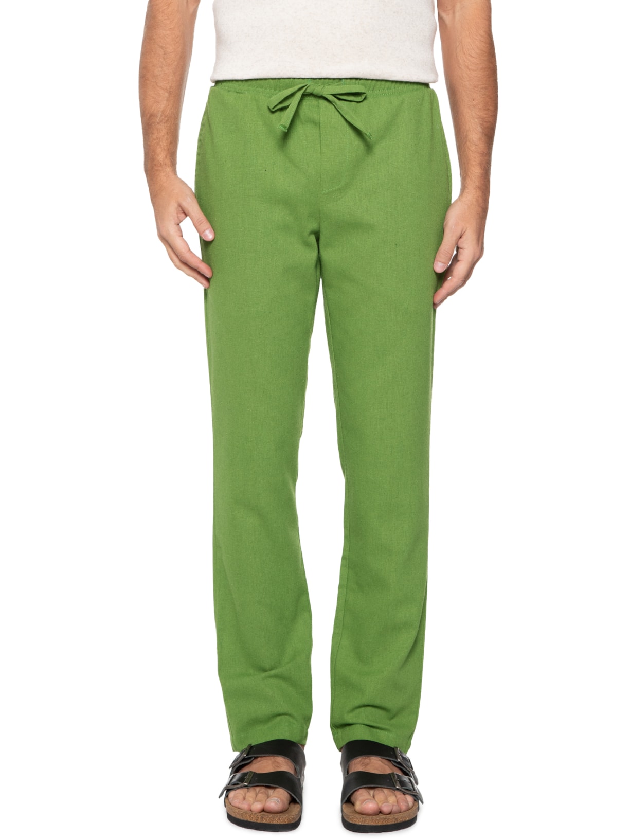 Calça Masculina De Linho Verde Barche