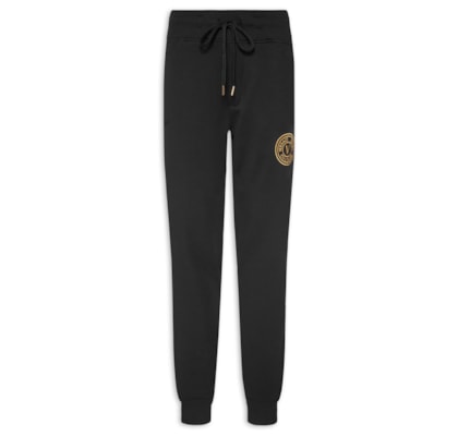 Calça Masculina De Moletom Com Cós De Elastico - Preto