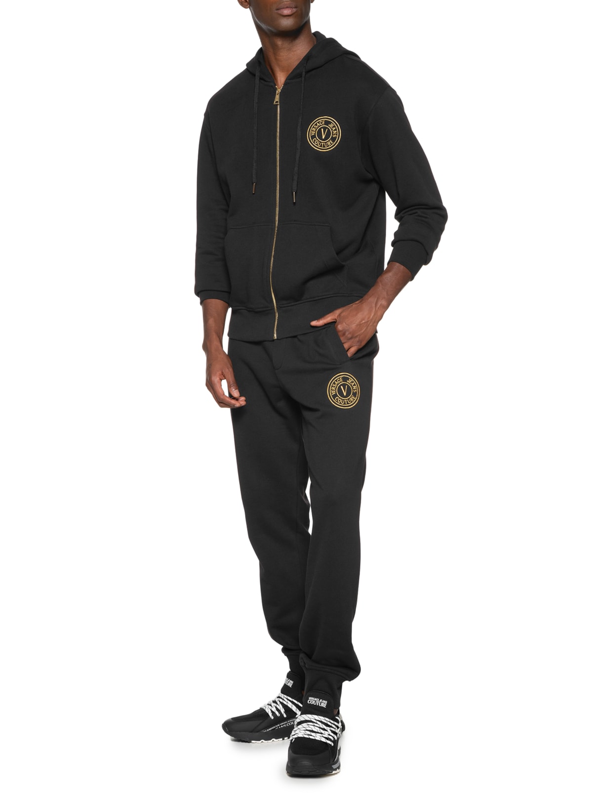 Calça Masculina De Moletom Com Cós De Elastico Preto Versace Jeans Couture
