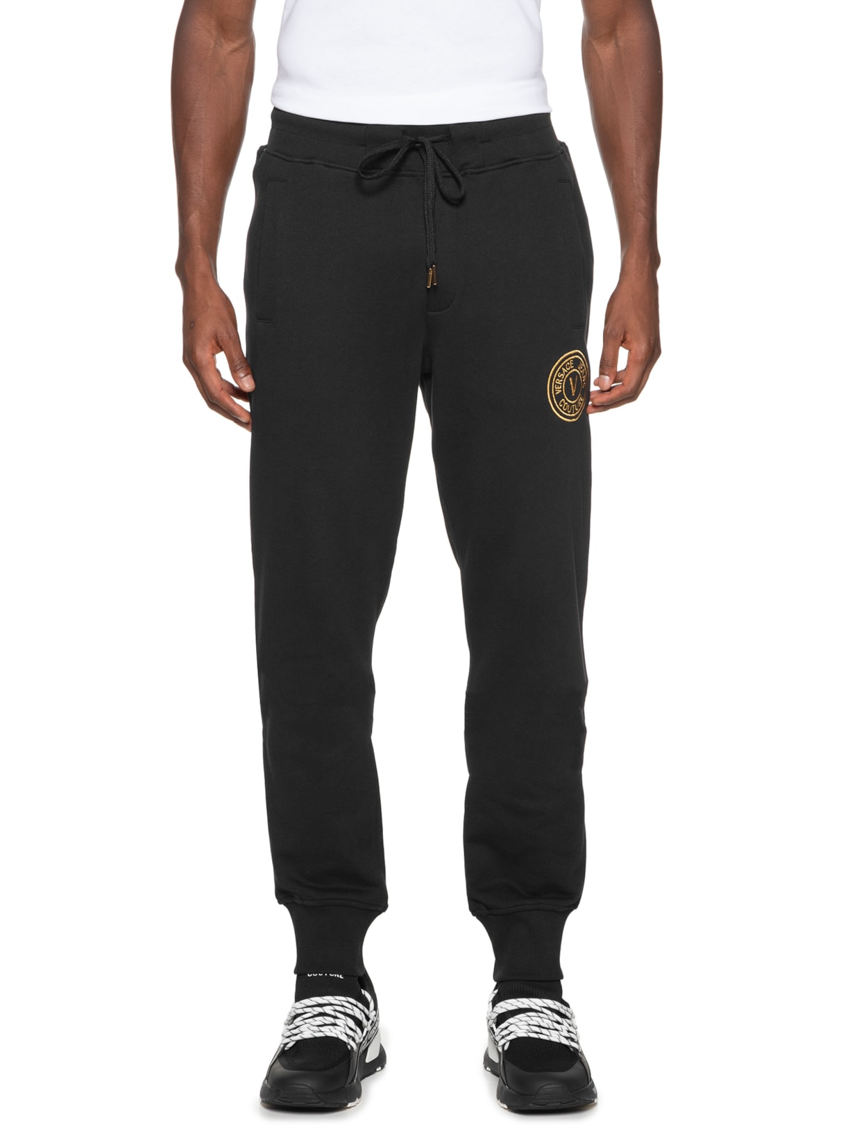 Calça Masculina De Moletom Com Cós De Elastico Preto Versace Jeans Couture