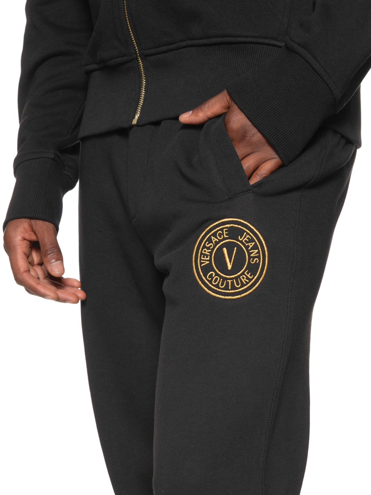 Calça Masculina De Moletom Com Cós De Elastico Preto Versace Jeans Couture