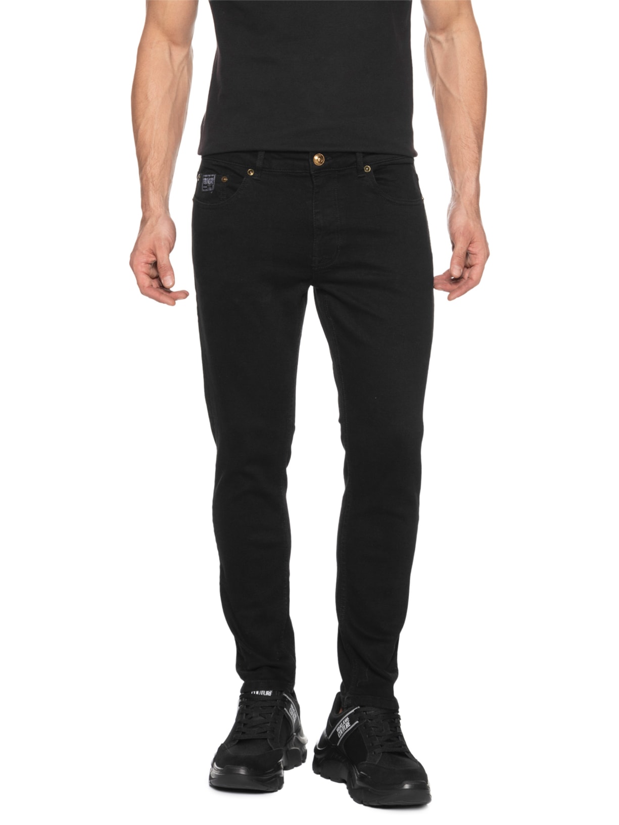 Calça Masculina De Sarja 5 Pockets Preto Versace Jeans Couture