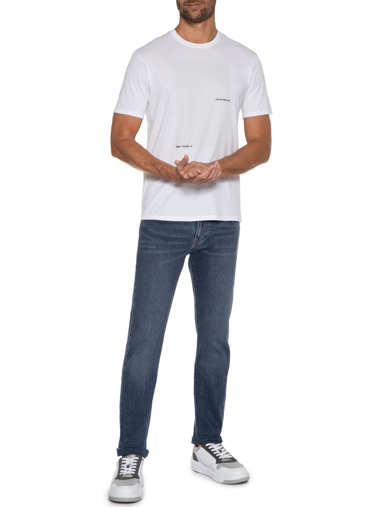 Calça Masculina De Tecido Plano Azul Armani Exchange