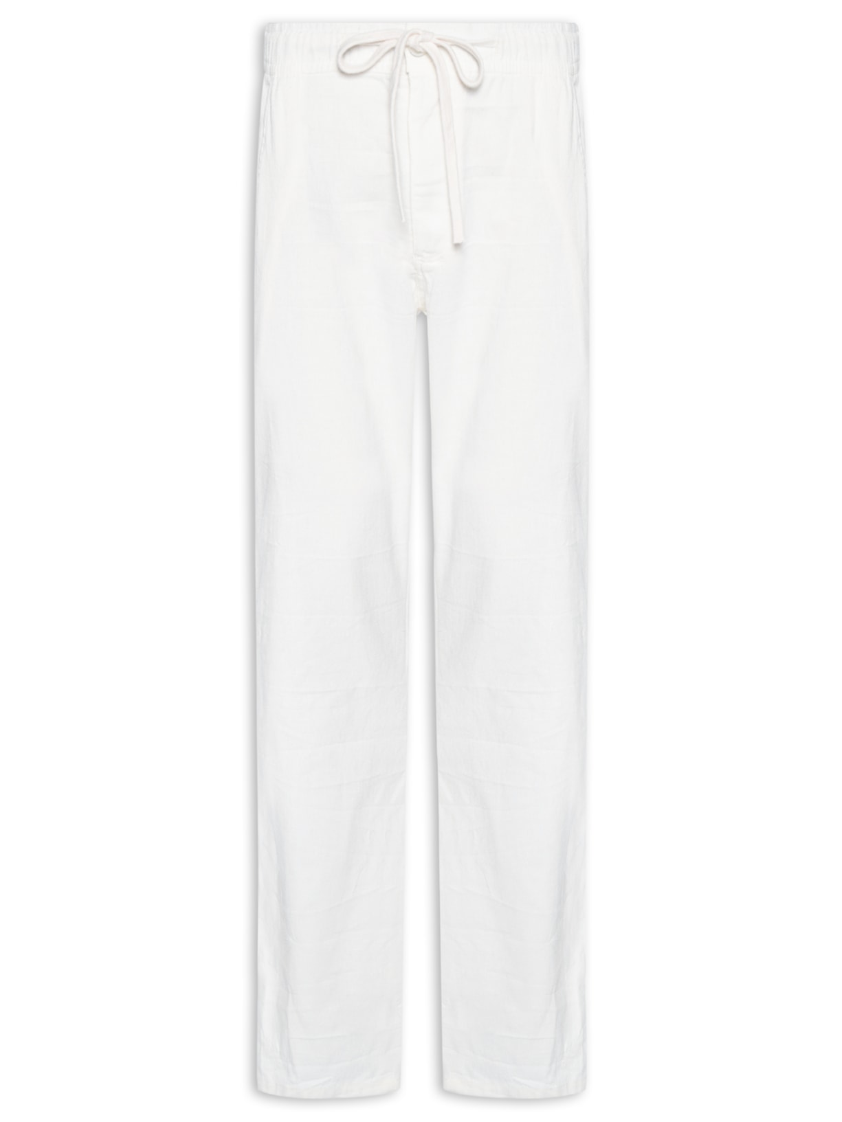 Calça Masculina Elástico Linho Branco Sergio K