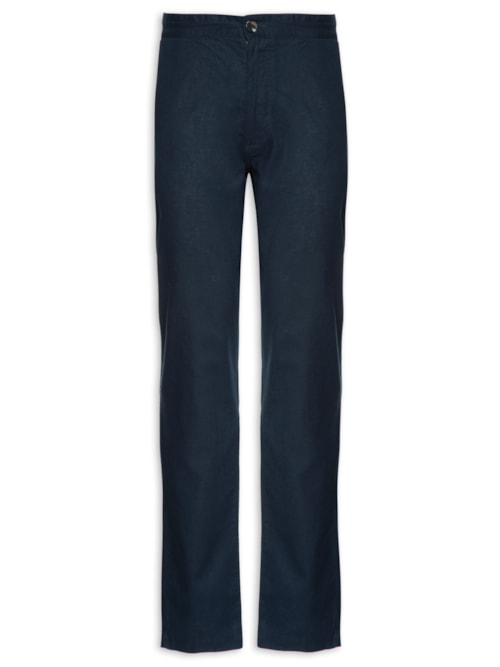Calça Masculina Em Algodão Cós Elástico Reta - Azul