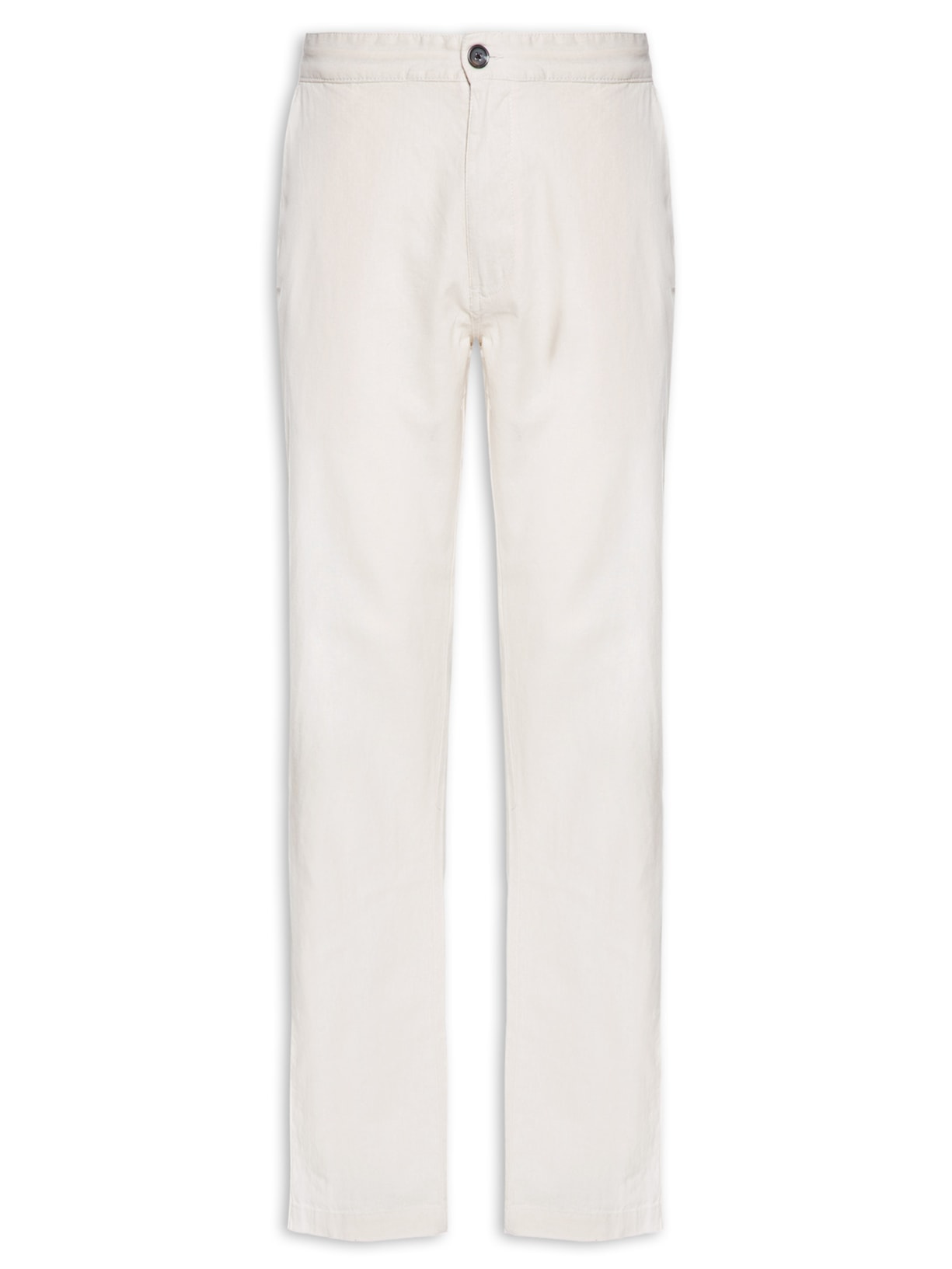 Calça Masculina Em Algodão Cós Elástico Reta - Bege