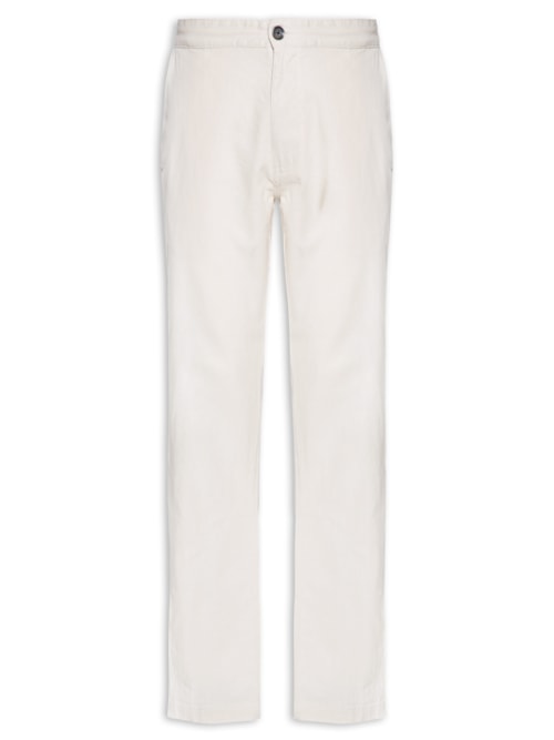 Calça Masculina Em Algodão Cós Elástico Reta - Bege