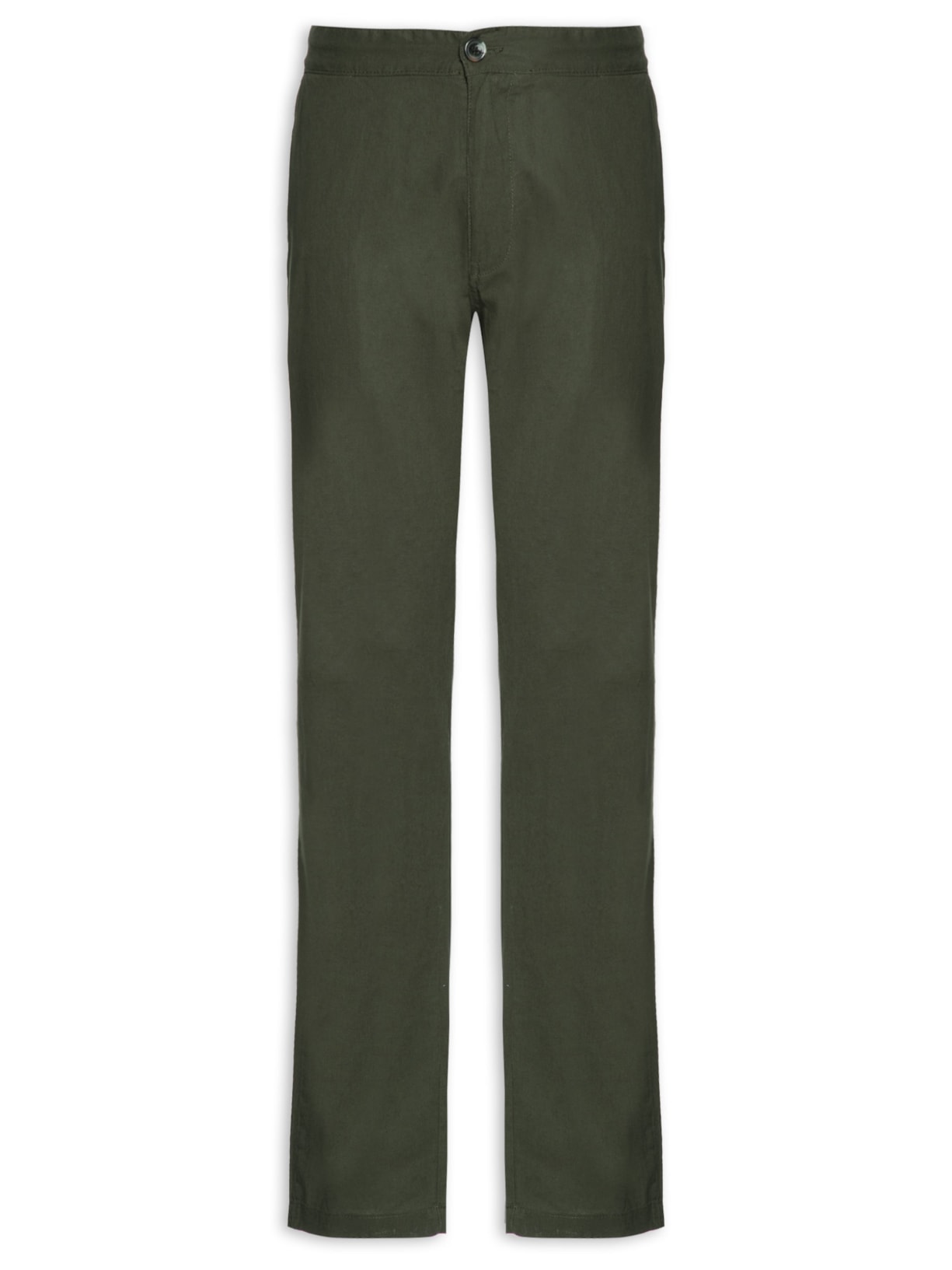 Calça Masculina Em Algodão Cós Elástico Reta - Verde