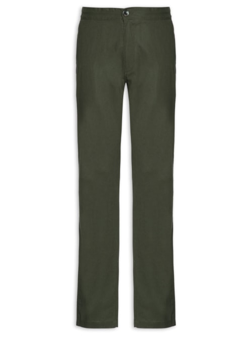 Calça Masculina Em Algodão Cós Elástico Reta - Verde