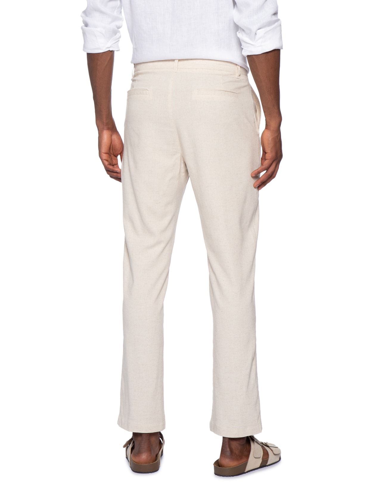 Calça Masculina Em Blend Linho Bege '2 Essential