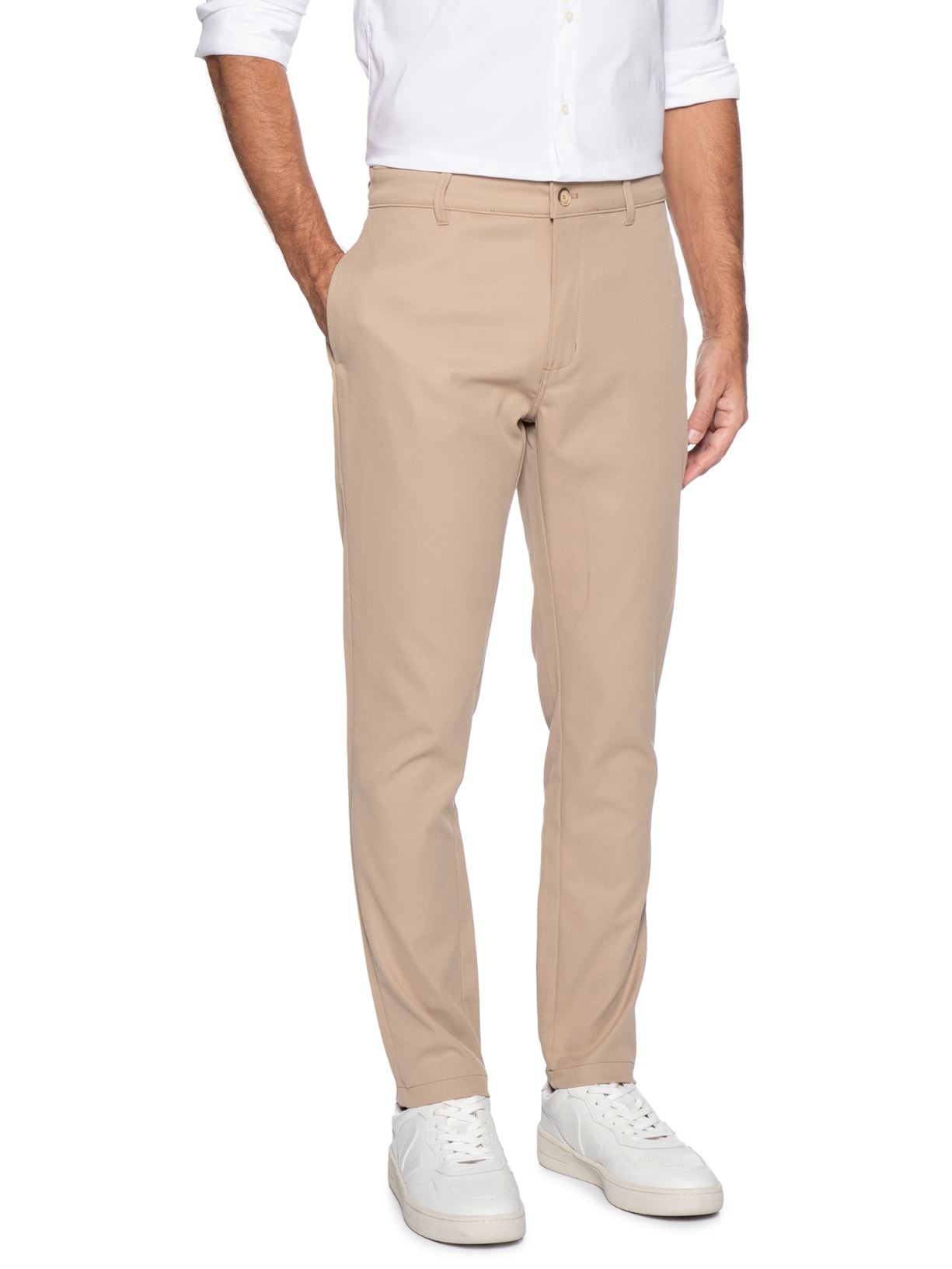 Calça Masculina Em Chino Reta Bege '2 Essential