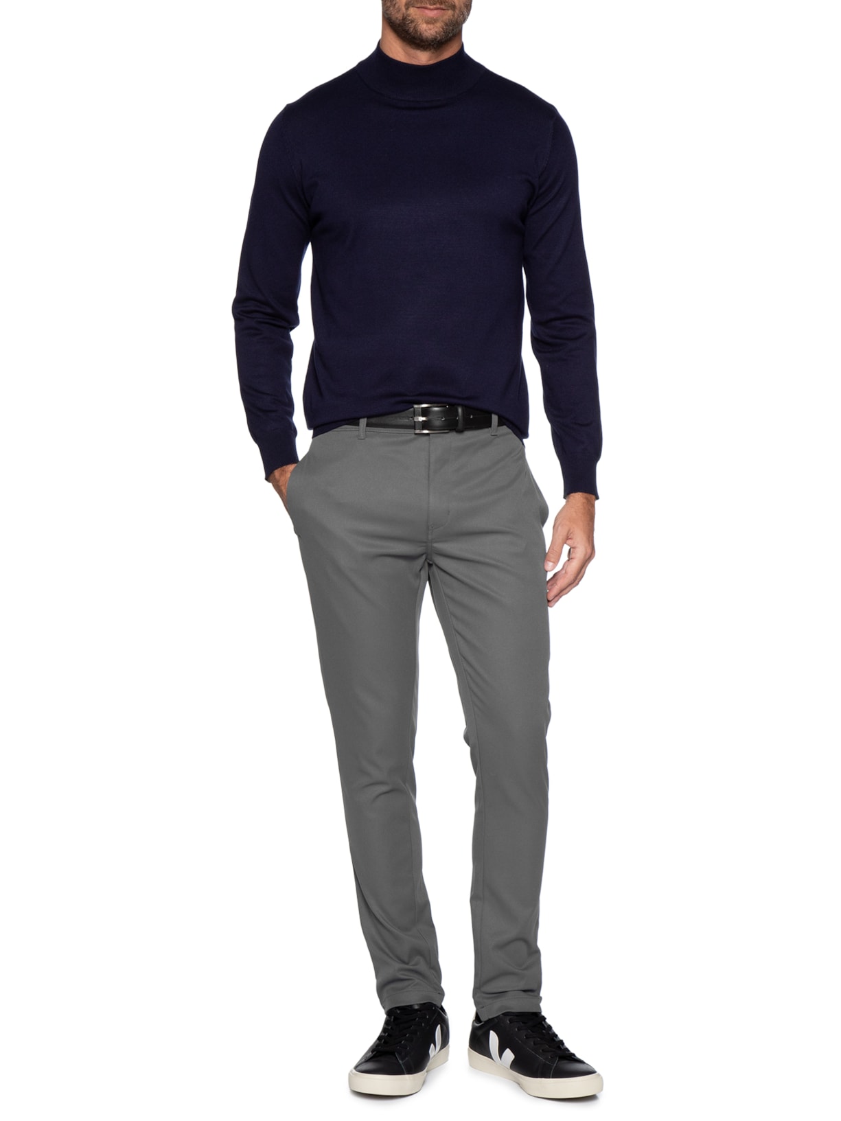 Calça Masculina Em Chino Reta Cinza '2 Essential