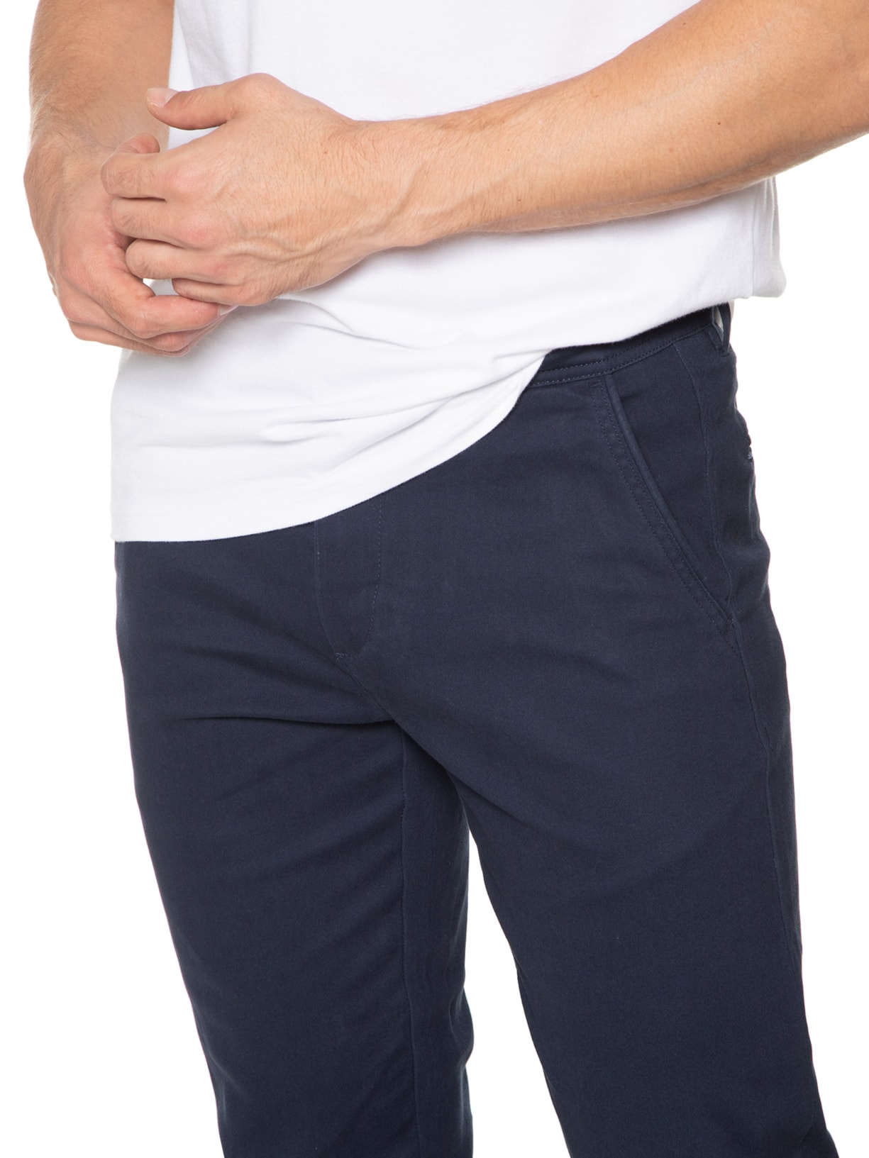 Calça Masculina Em Sarja Modelo Chino Azul '2 Essential
