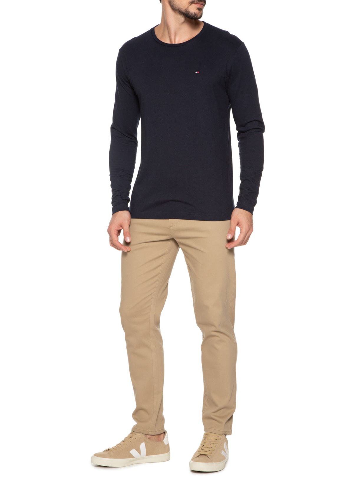 Calça Masculina Em Sarja Modelo Chino Bege '2 Essential