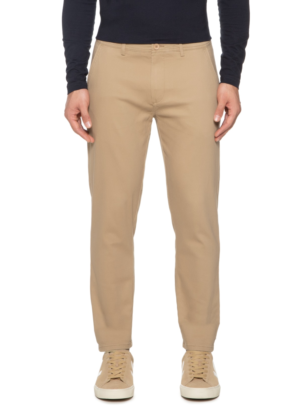 Calça Masculina Em Sarja Modelo Chino Bege '2 Essential