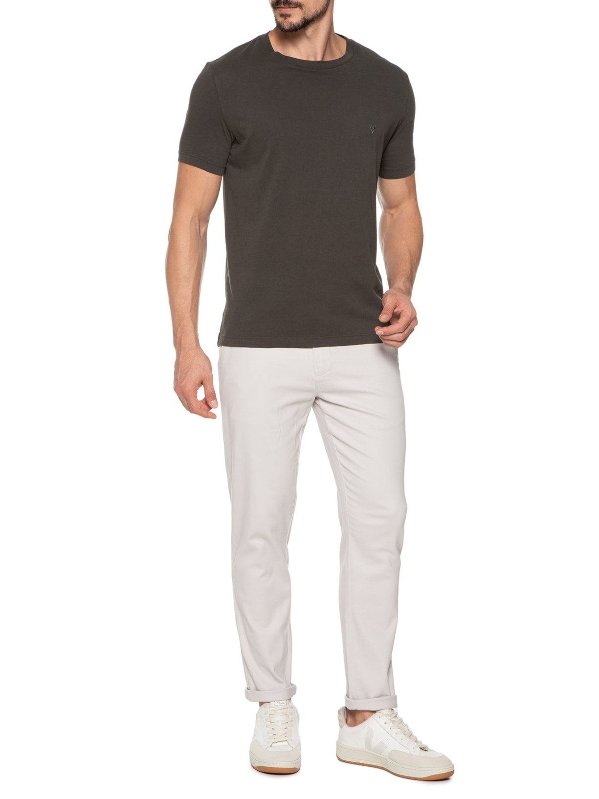 Calça Masculina Em Sarja Modelo Chino Cinza '2 Essential