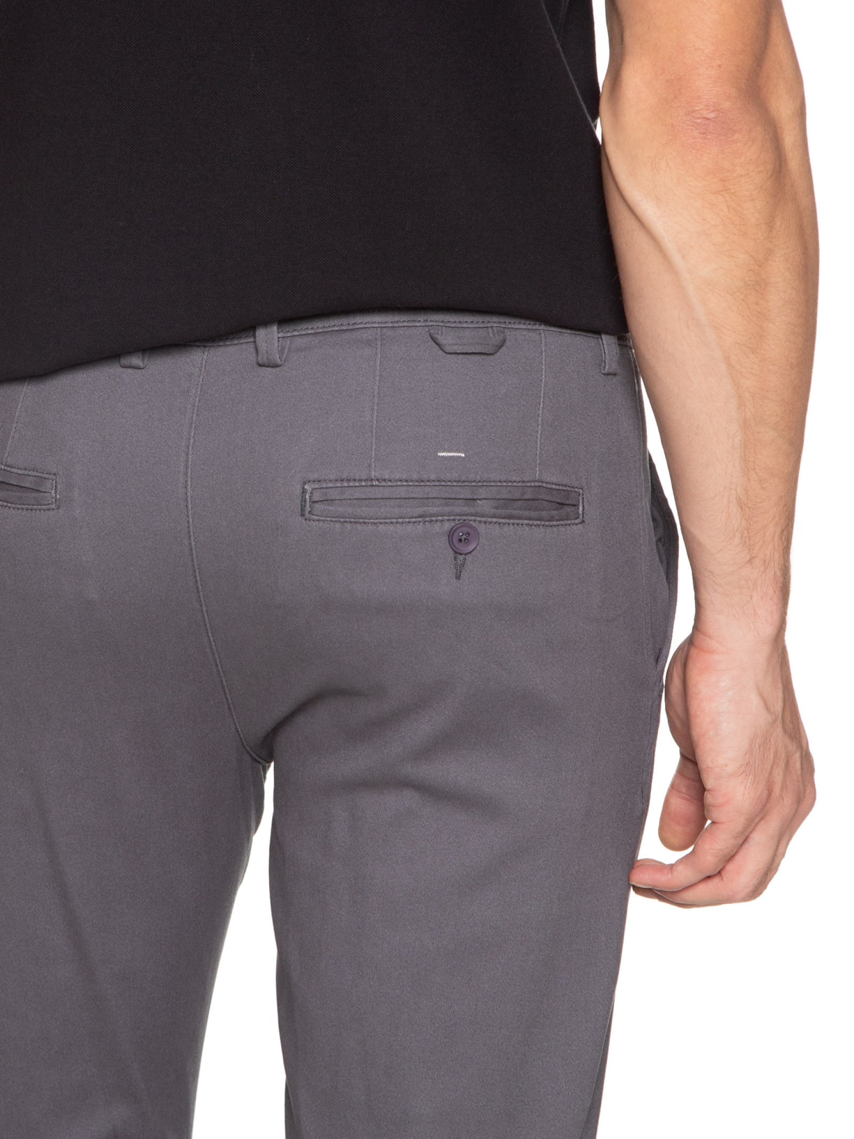 Calça Masculina Em Sarja Modelo Chino Cinza '2 Essential