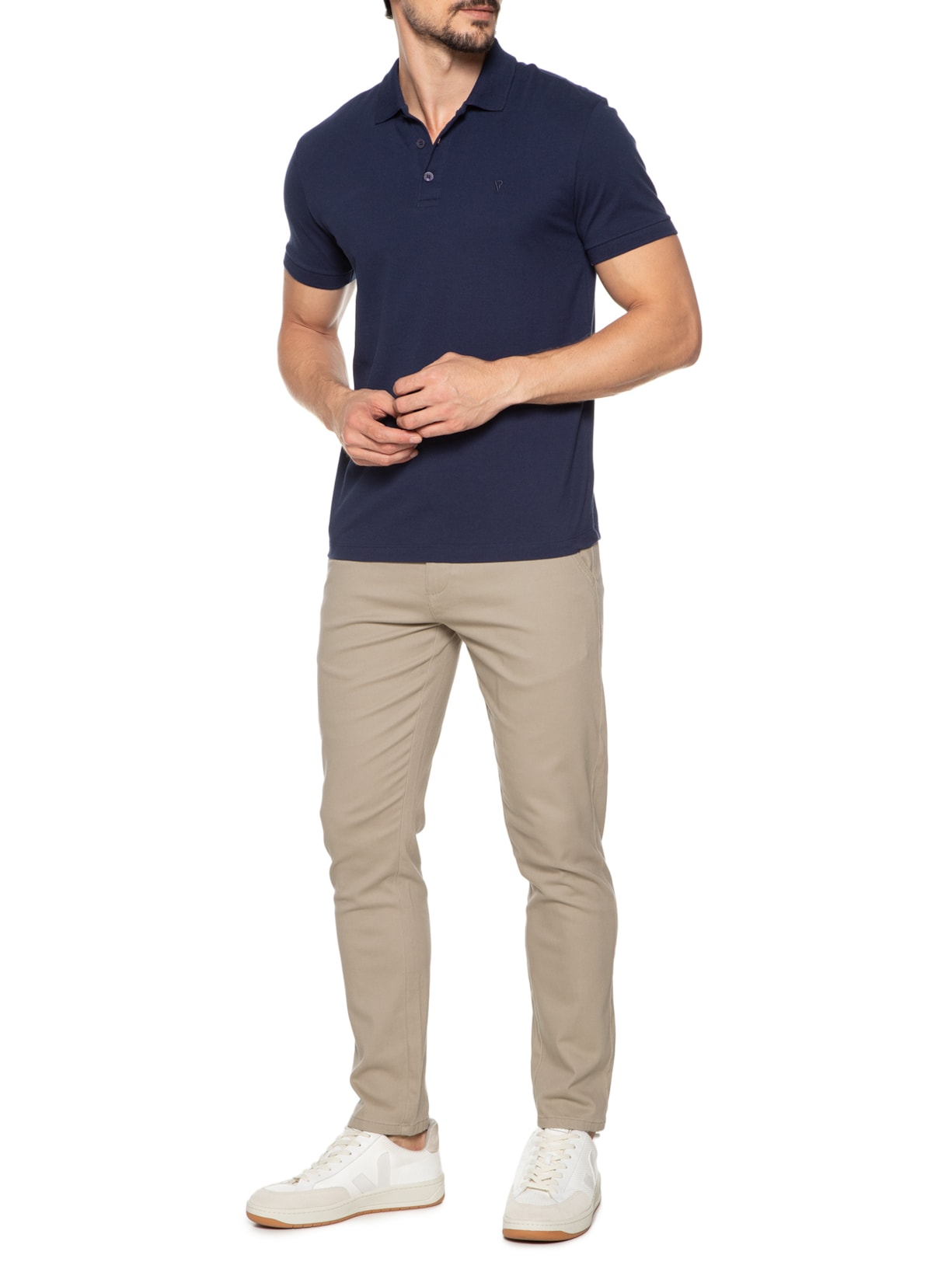 Calça Masculina Em Sarja Modelo Chino Marrom '2 Essential