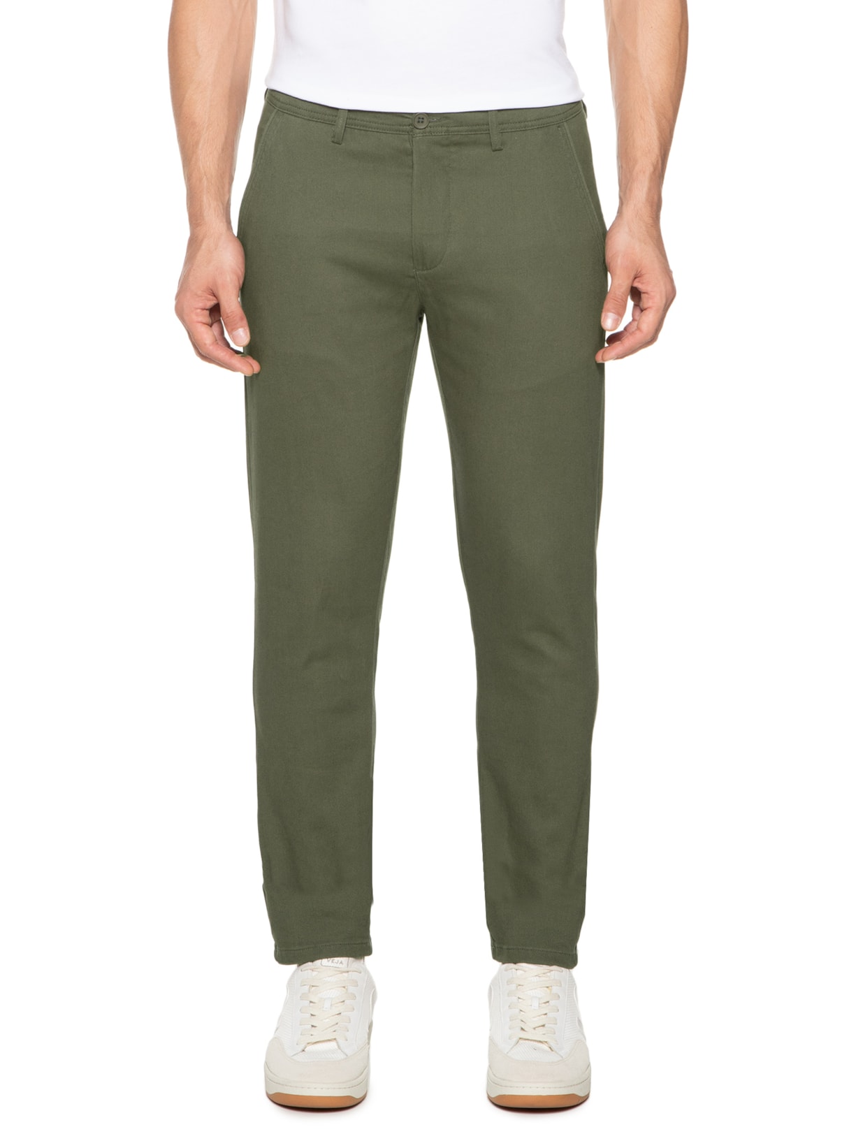 Calça Masculina Em Sarja Modelo Chino Verde '2 Essential